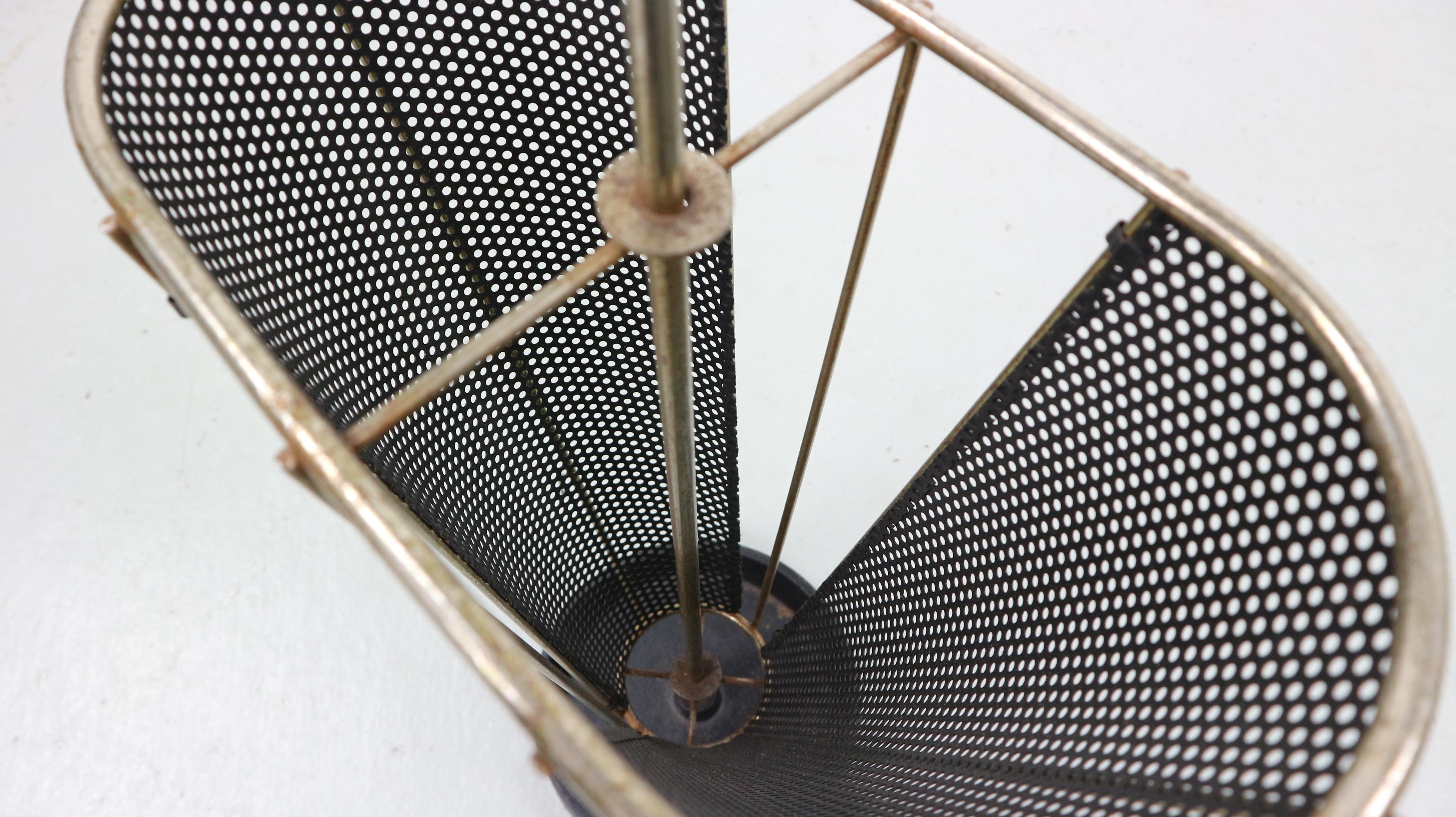 Vintage Perforated Metal Umbrella Stand, 1950s 5