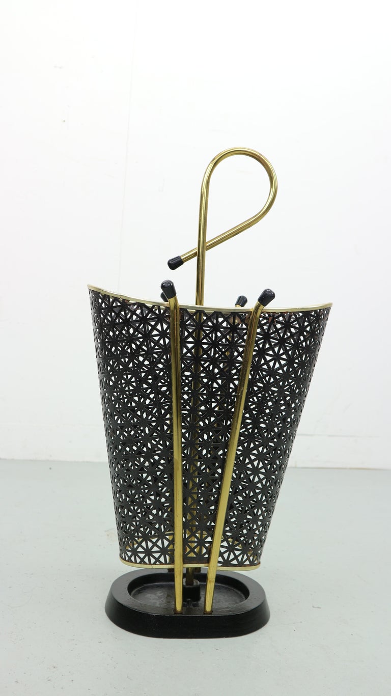 Vintage Perforated Metal Umbrella Stand, 1950s at 1stDibs