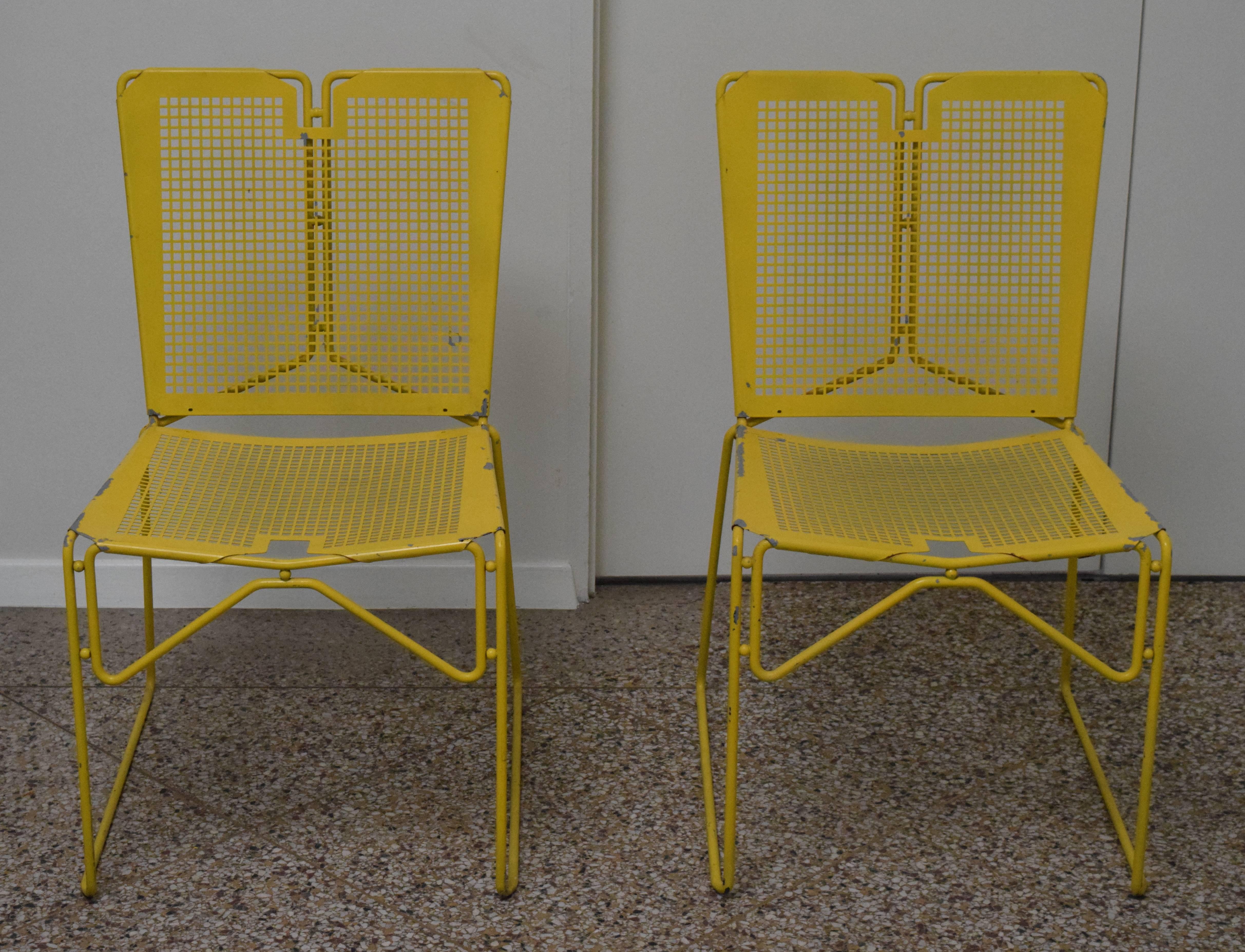 Late 20th Century Vintage Perforated Steel Chairs For Sale