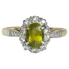 Vintage Peridot und Diamant 18 Karat Gold Cluster Ring