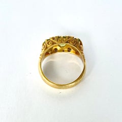 Vintage Peridot and Diamond 18 Carat Gold Three Stone Ring