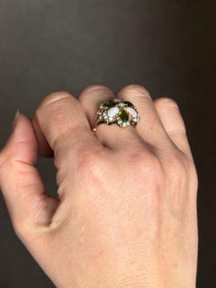Vintage Peridot and Opal 9 Carat Gold Cluster Ring
