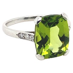 Vintage Peridot Diamond Platinum Ring