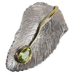 Vintage Peridot-Blattring 14K Gold Akzente Sterlingsilber Nachlass-Schmuck