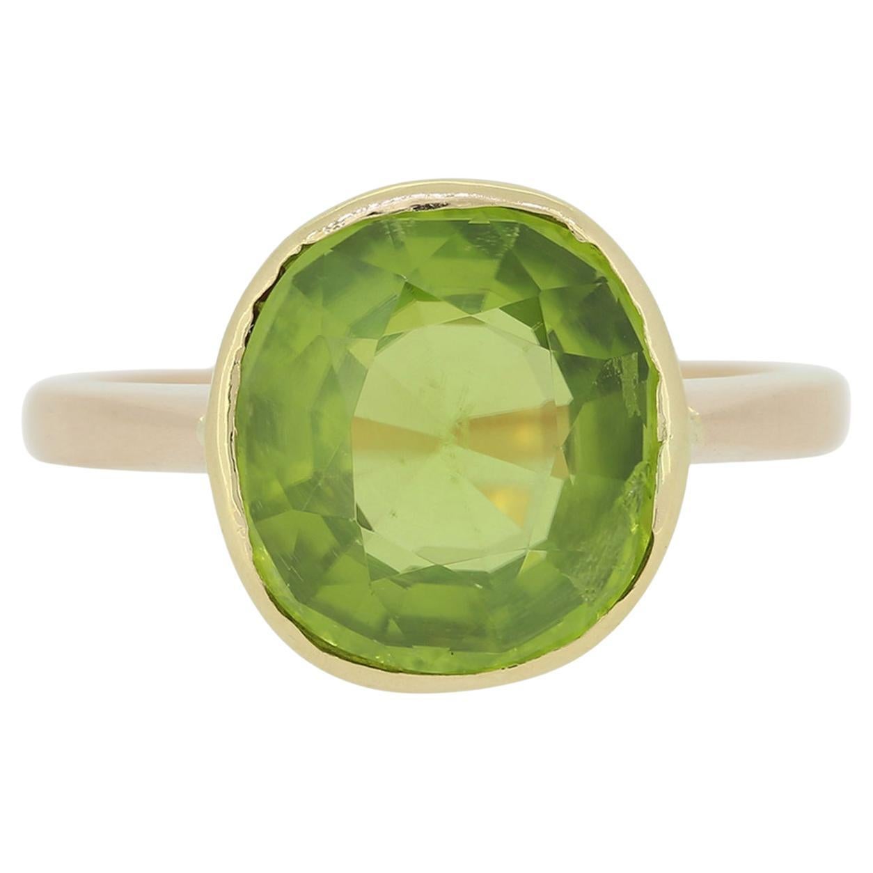 Vintage Peridot Solitaire Ring For Sale