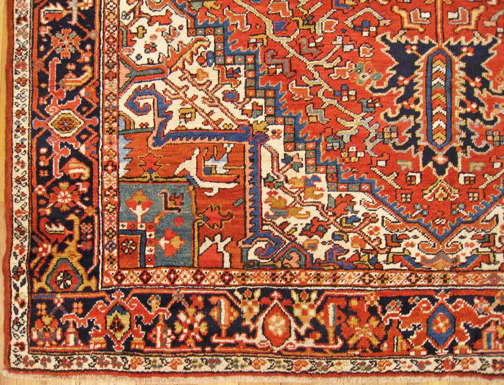 Hand-Knotted Vintage Perisan Decorative Oriental Heriz in Room Size For Sale