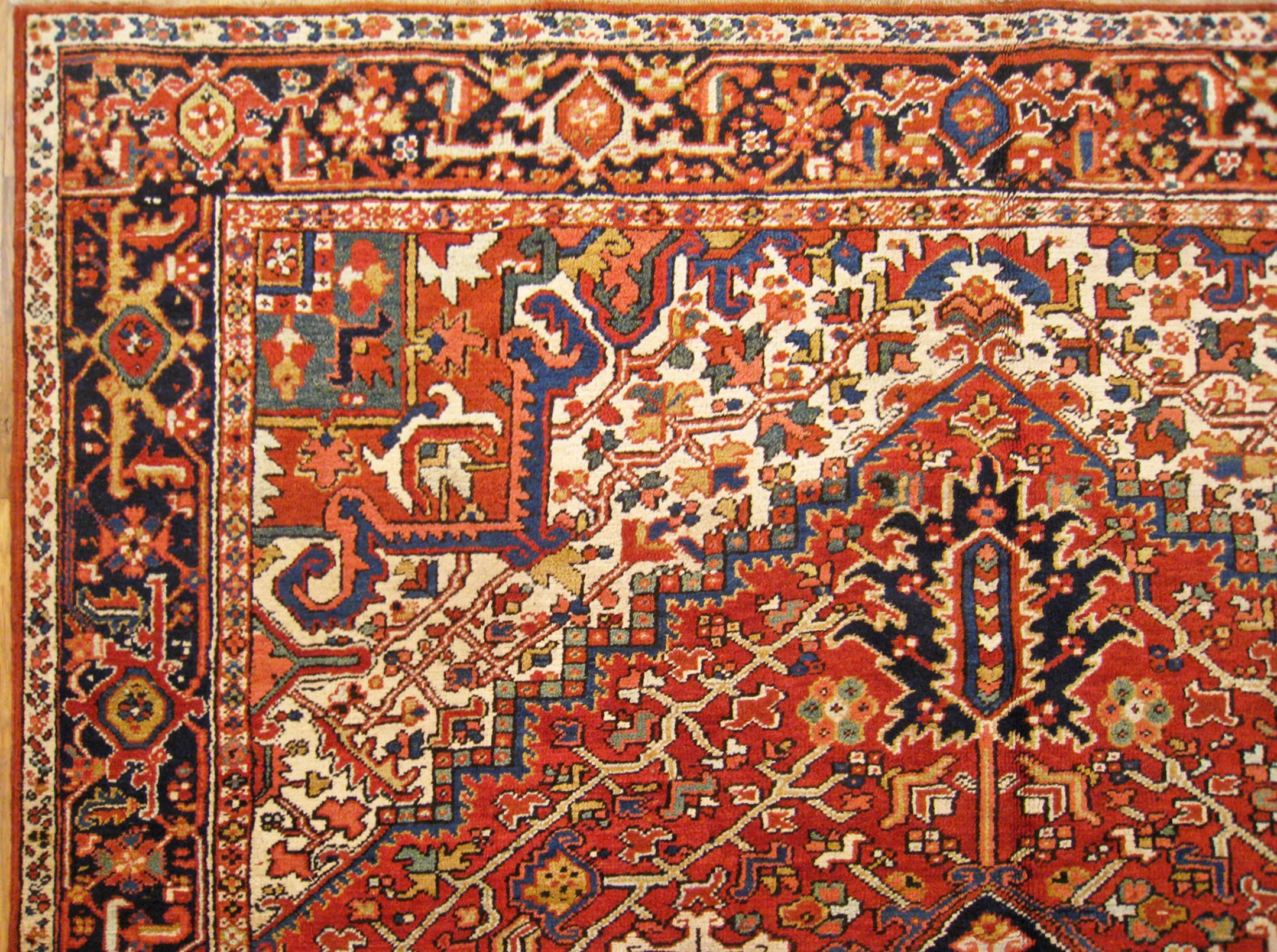 Wool Vintage Perisan Decorative Oriental Heriz in Room Size For Sale