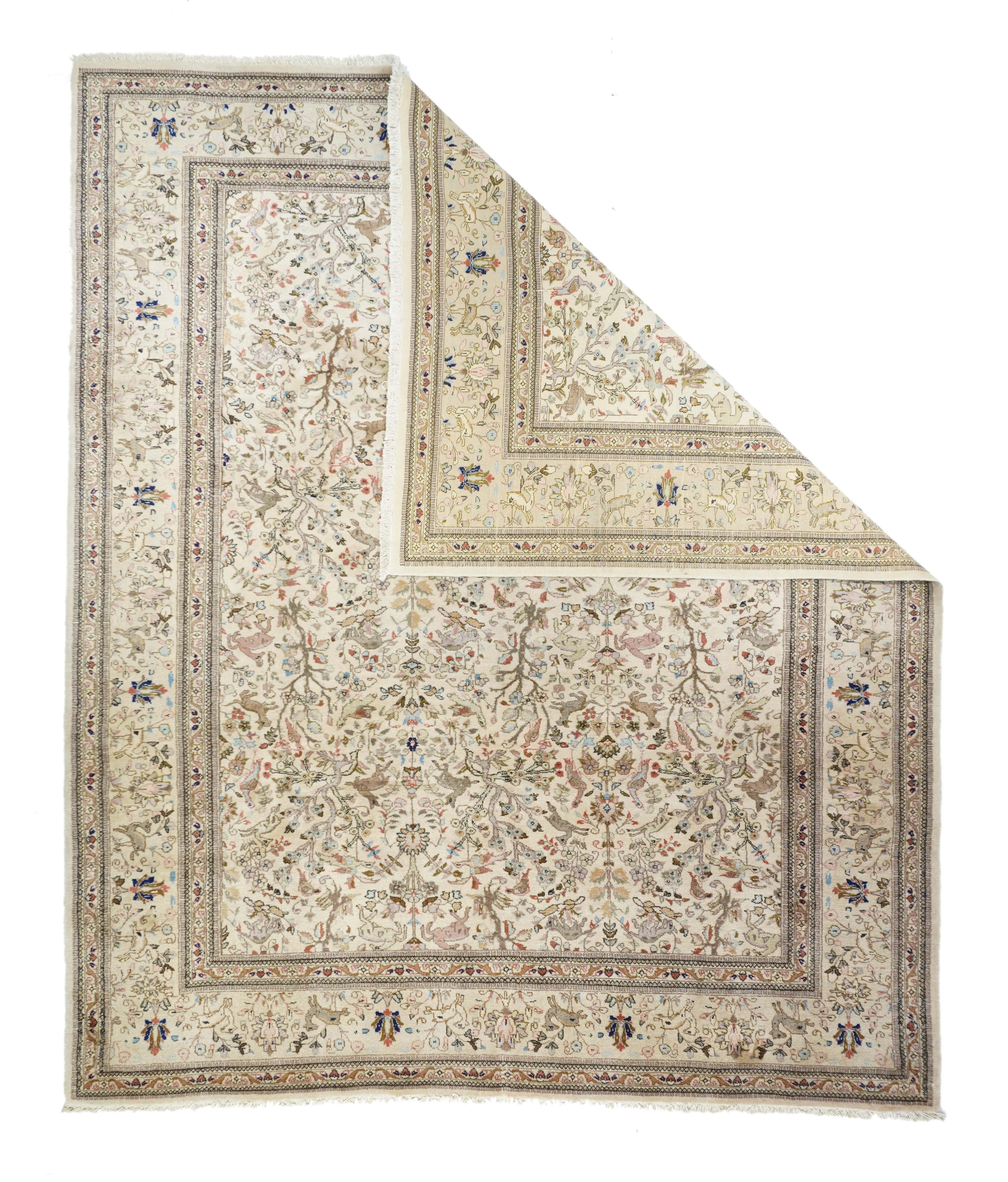 Vintage Persian Tabriz Rug 8'1'' x 10'1''

A Tabriz rug/carpet is a type in the general category of Persian carpets. From the city of Tabriz, the capital city of East Azarbaijan Province in North West of Iran totally populated by Azerbaijanis. It is