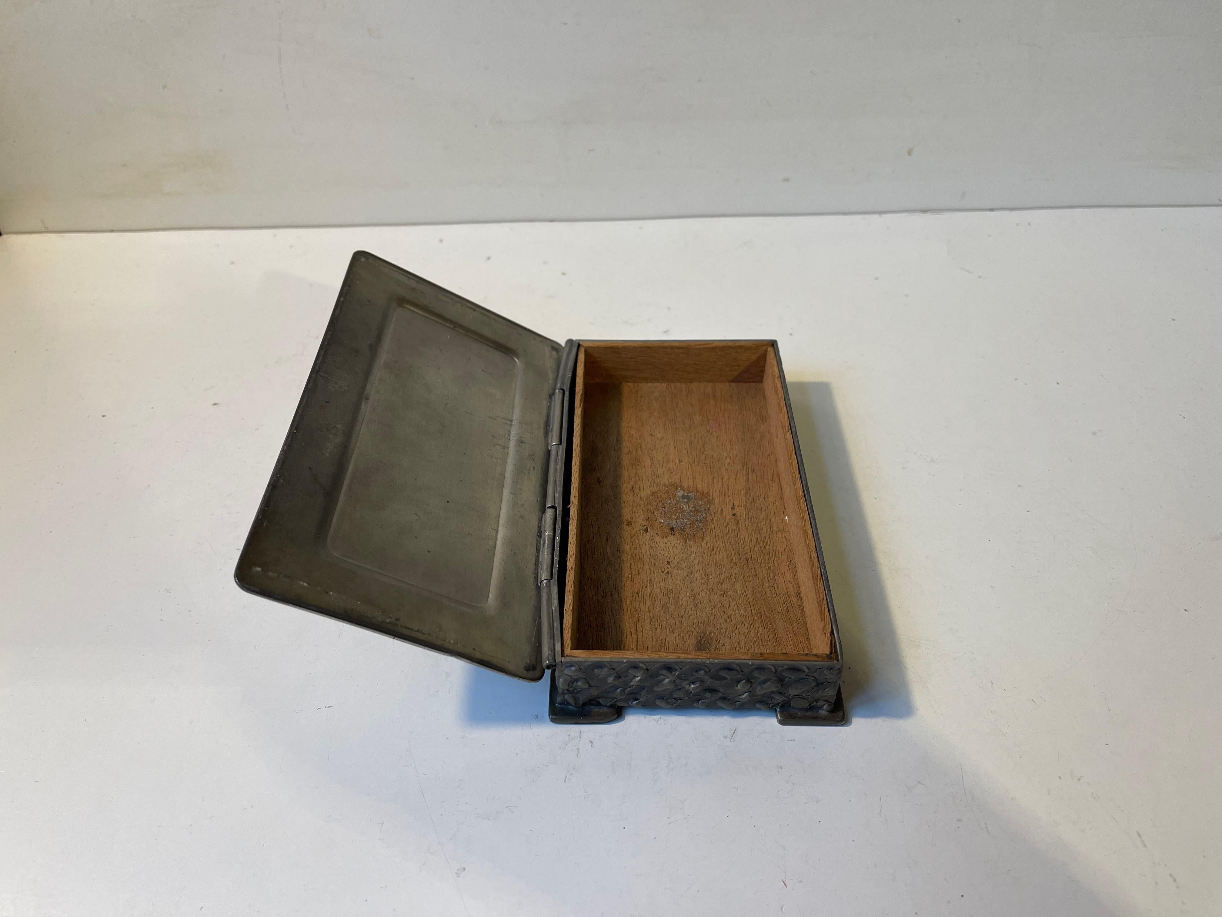 Vintage Perletinn Brutalist Box in Pewter, Norway 1960s For Sale 2