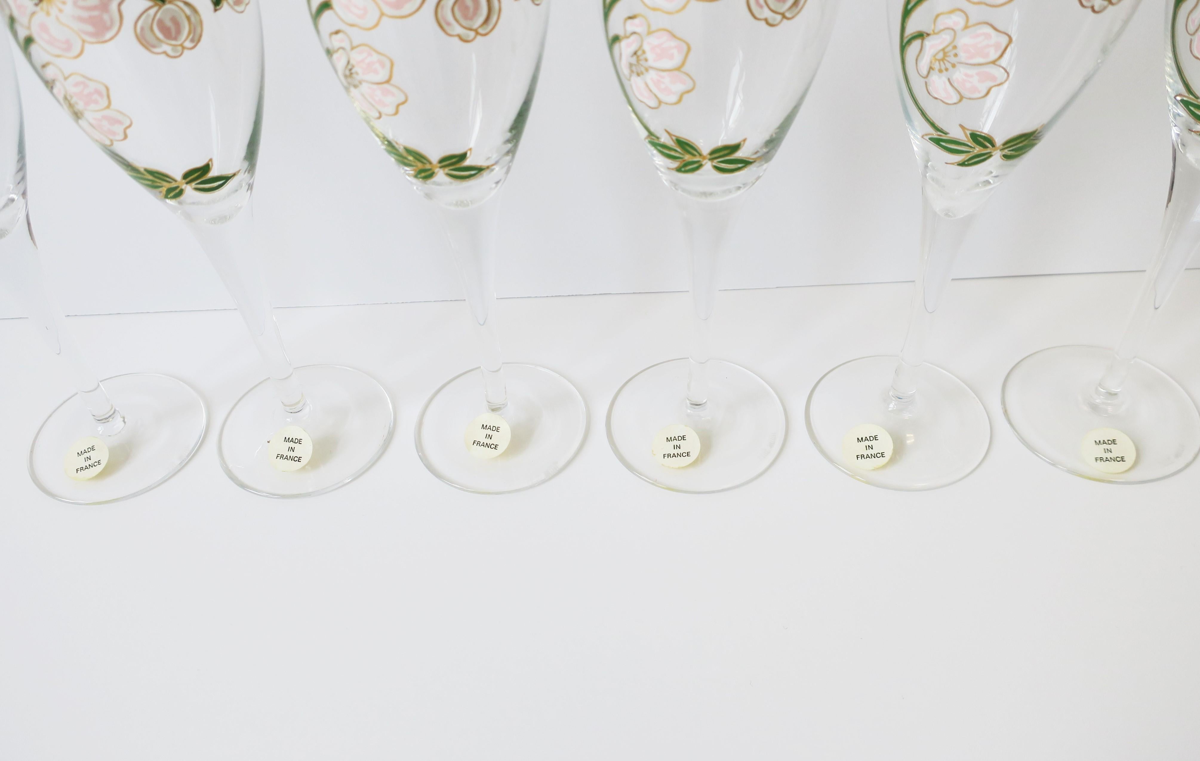 Vintage French Perrier-Jouet Champagne Flute Glasses Art Nouveau, Set of 6 3