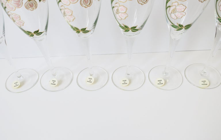 Vintage Perrier-Jouet French Champagne Flute Glasses Art Nouveau, Set of 6 For Sale 6