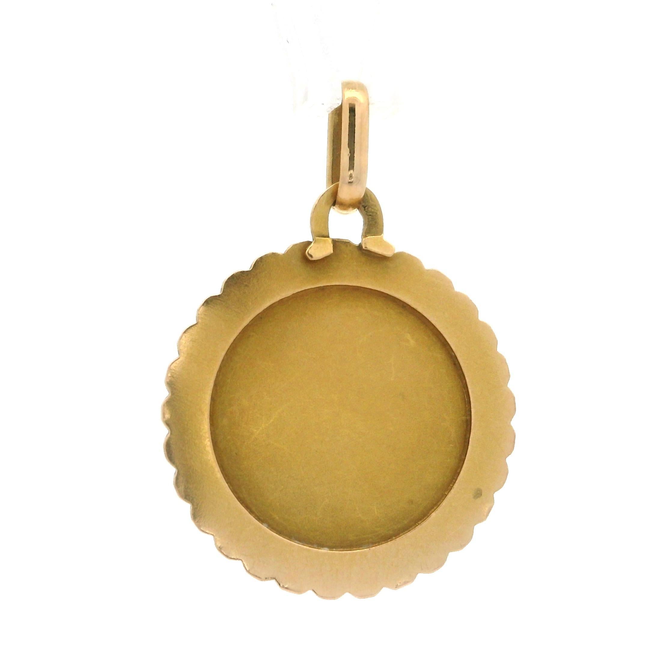 Vintage Perroud French 18k Yellow Gold Capricorn Zodiac Medallion Charm Pendant 1