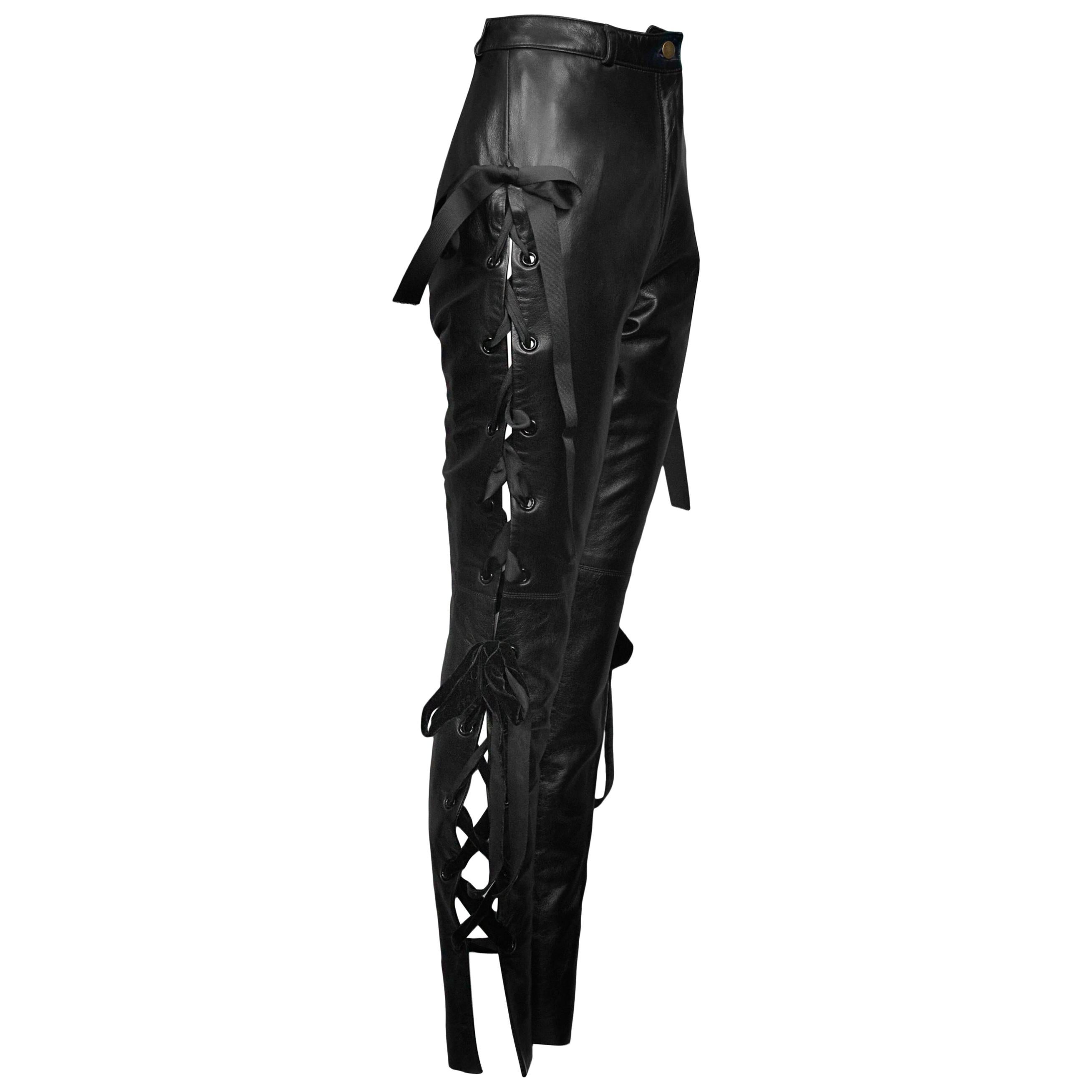 Vintage Perry Ellis Black Leather Lace 