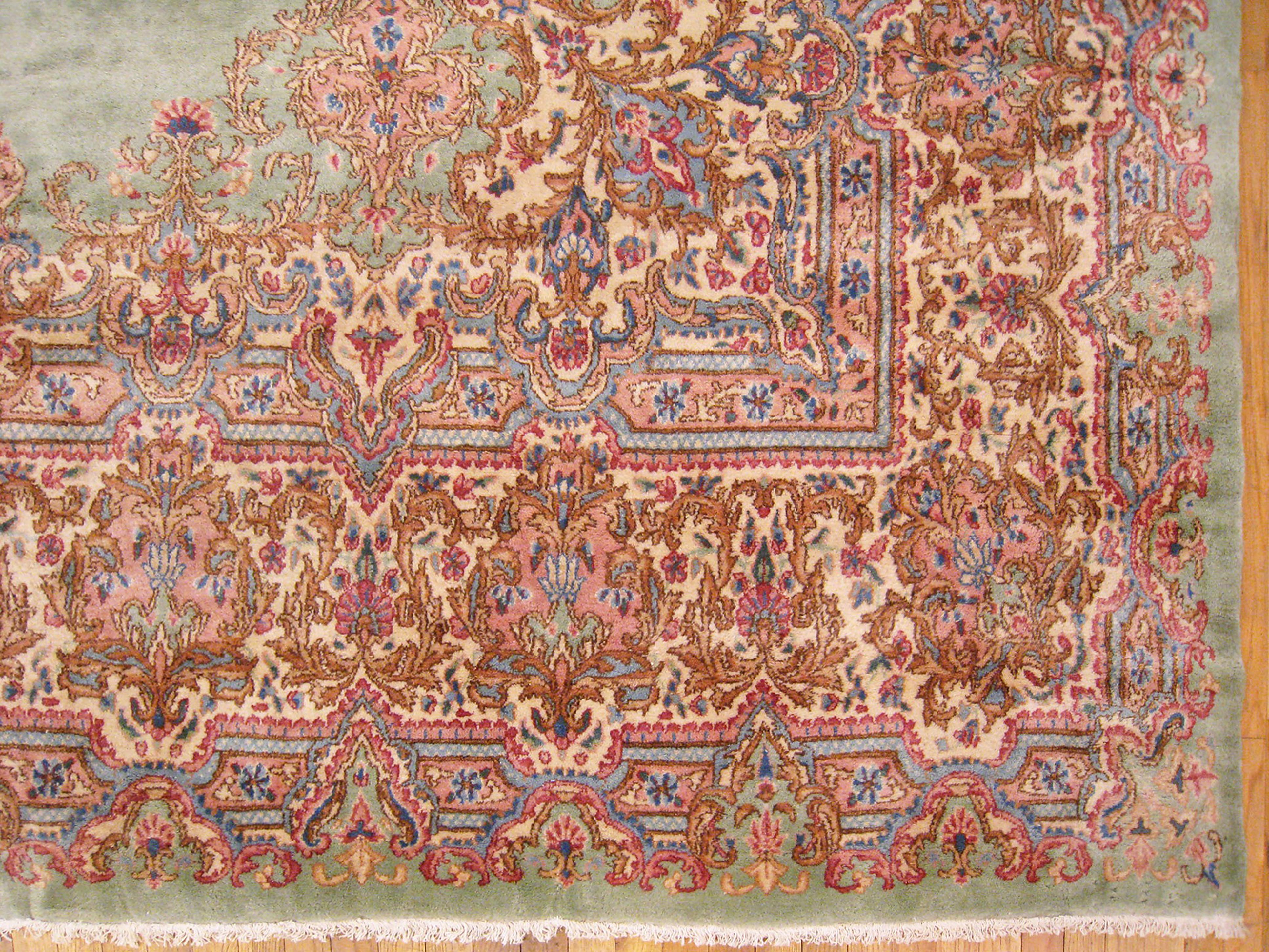 Hand-Knotted Vintage Persia Decorative Oriental Kerman Rug in Large Size For Sale