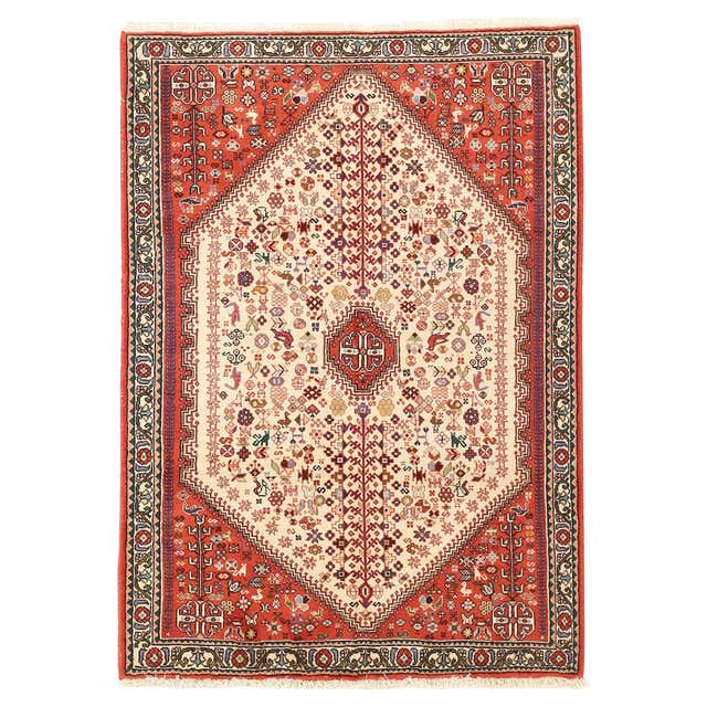 Vintage Persian Ardabil Rug with Diamond Medallions in Brown and Ivory ...