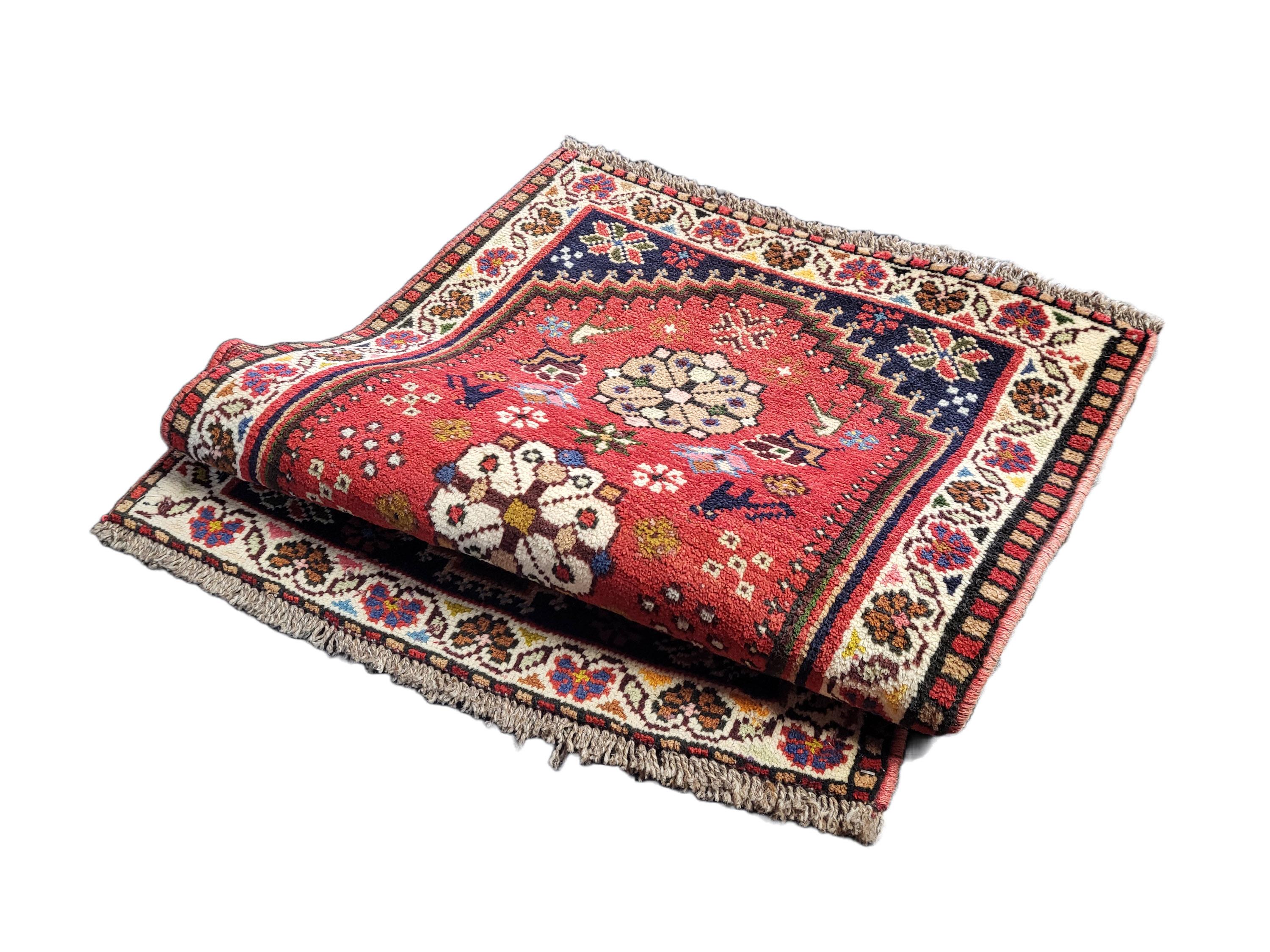 Hand-Knotted Vintage Persian Abadeh Style, Shiraz Rug For Sale