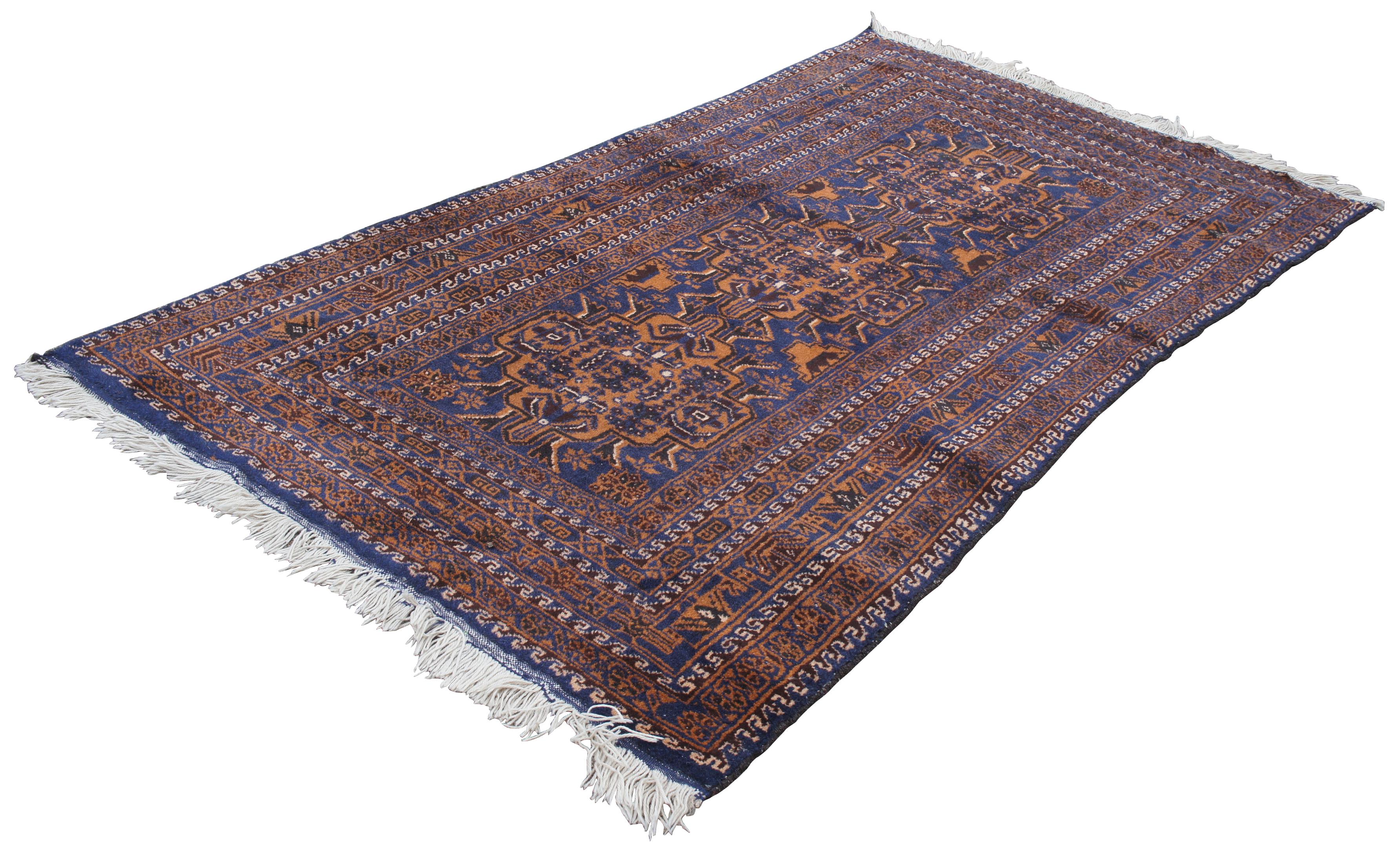 Vintage Persian Afghan Baluch Hand Knotted Area Rug Runner Carpet In Good Condition For Sale In Dayton, OH