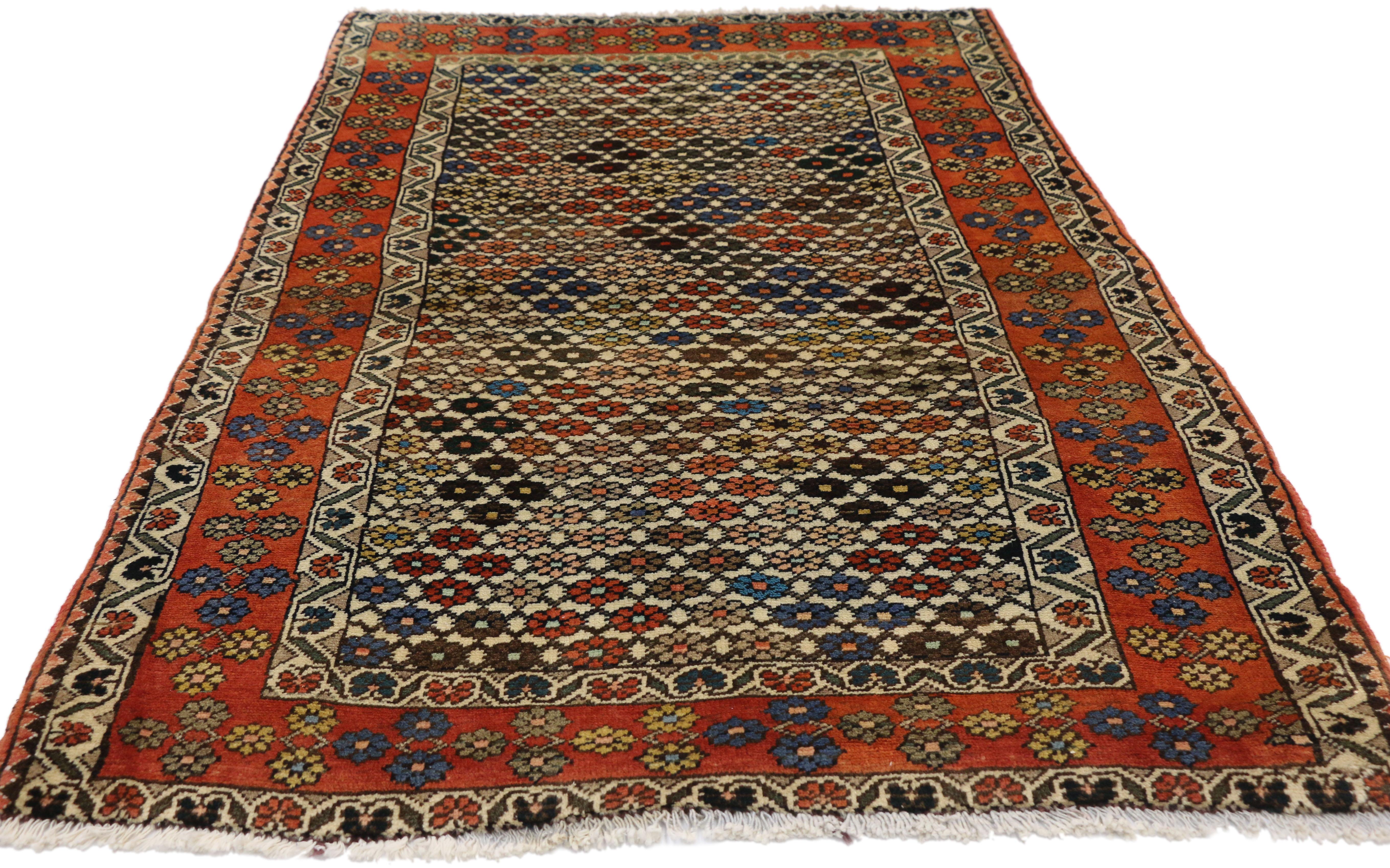 Tribal Vintage Persian Afshar Accent Rug in Nomadic Village Style For Sale