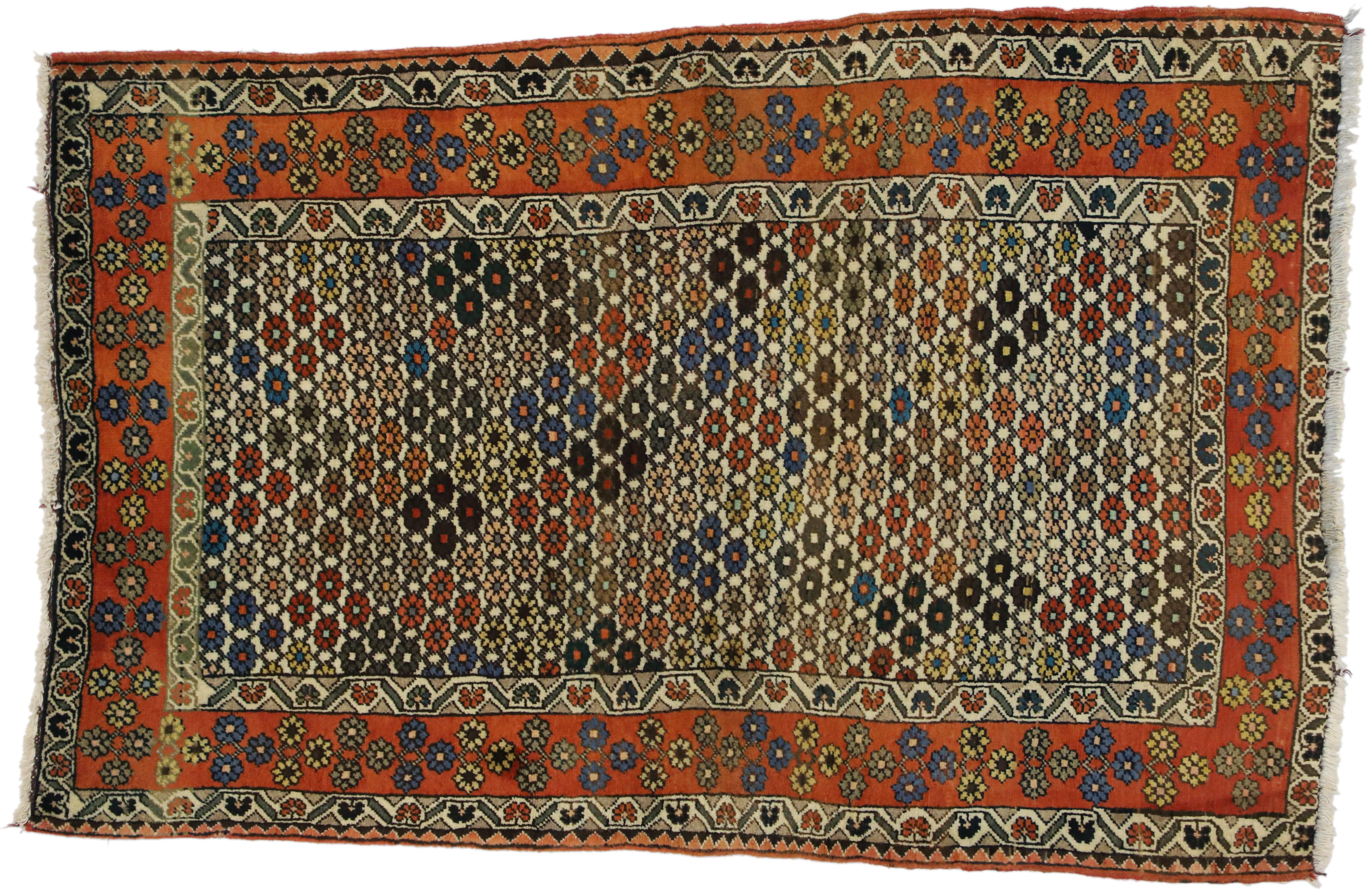 20th Century Vintage Persian Afshar Accent Rug in Nomadic Village Style For Sale