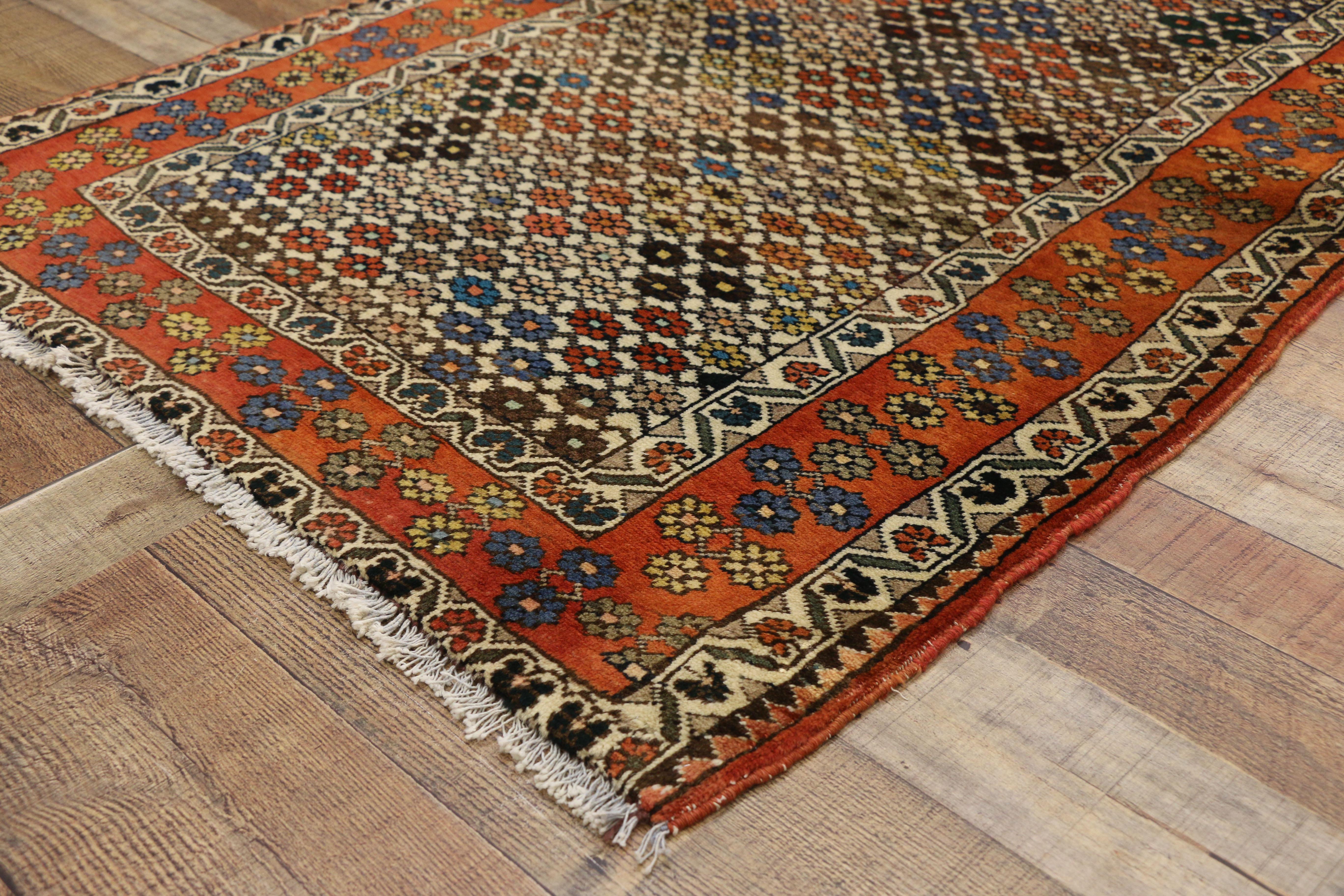 Wool Vintage Persian Afshar Accent Rug in Nomadic Village Style For Sale