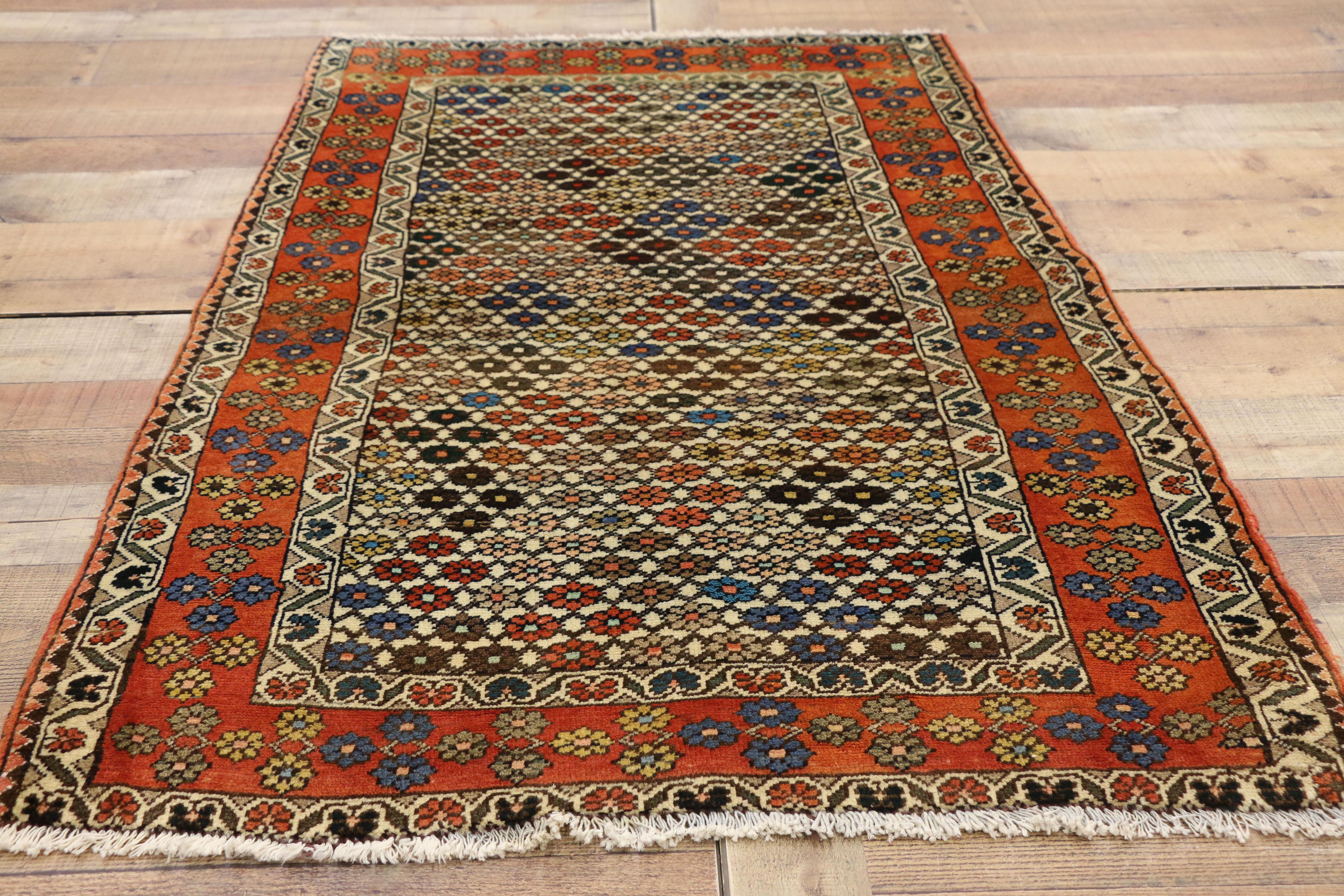 1950’s Persian Afshar Carpet in Nomadic Village Style For Sale 1