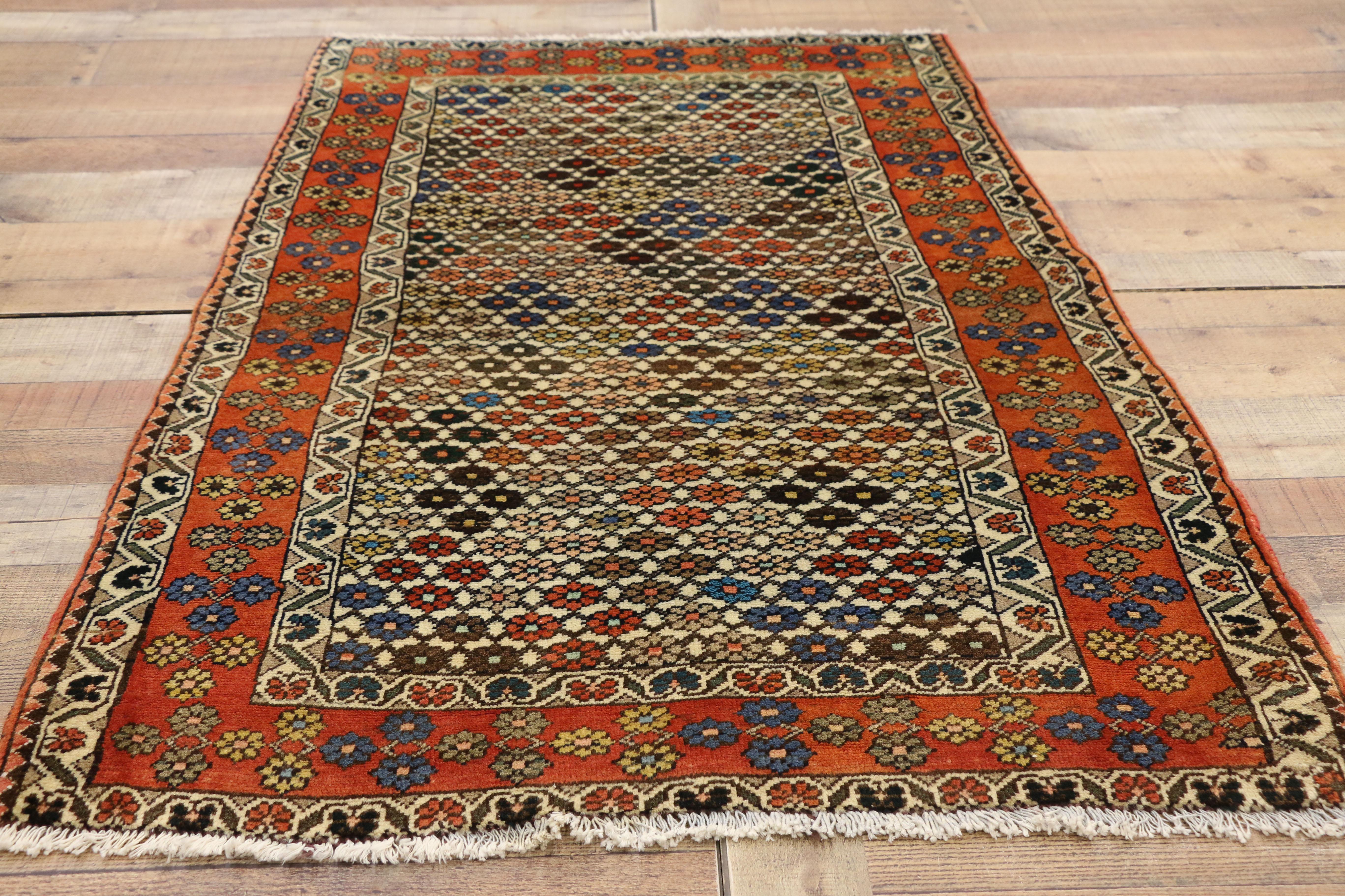 Vintage Persian Afshar Accent Rug in Nomadic Village Style For Sale 1