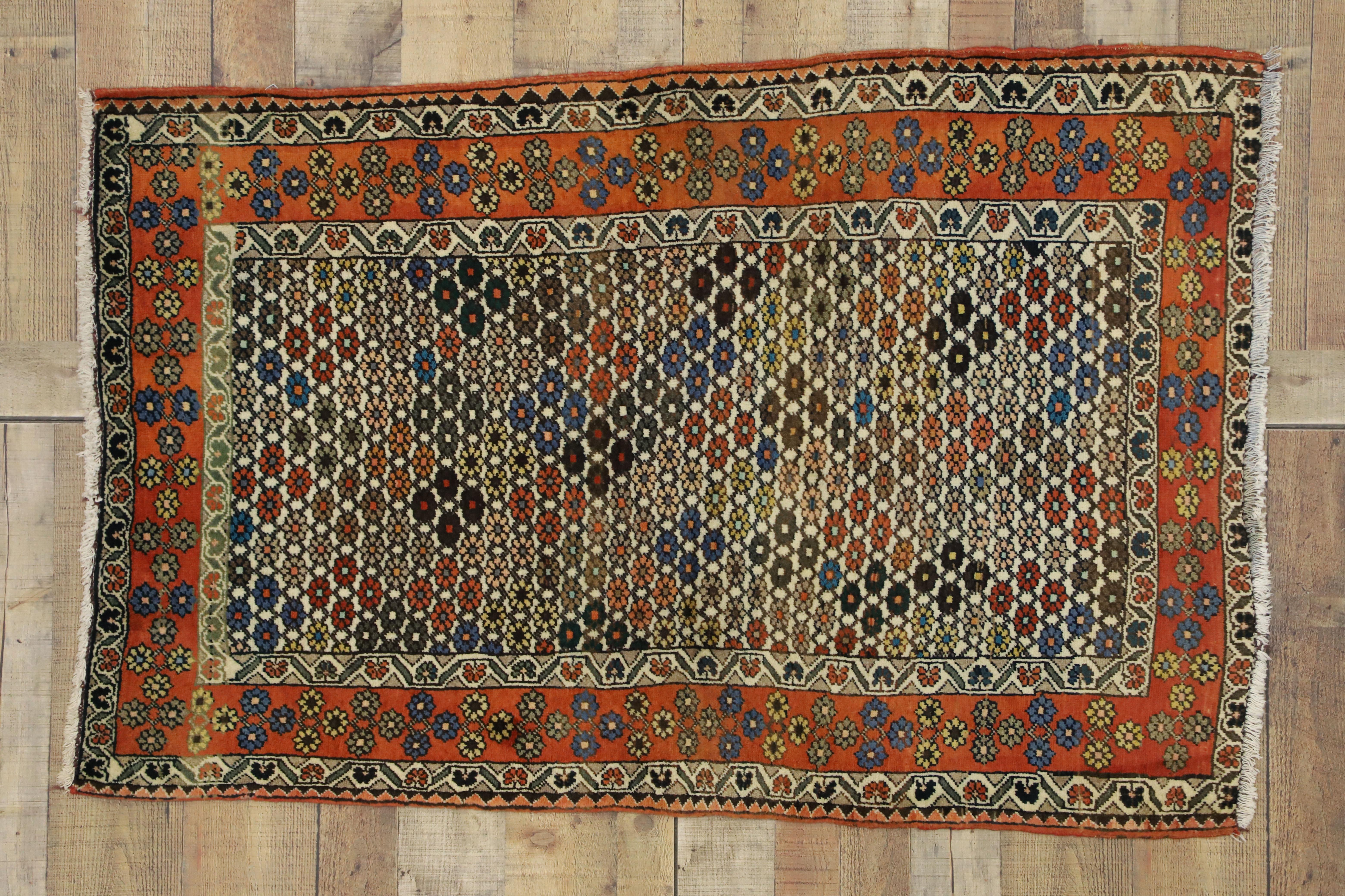 Vintage Persian Afshar Accent Rug in Nomadic Village Style For Sale 2