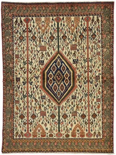 Vintage Persian Afshar Accent Rug with Tree of Life and Nomadic Tribal Style