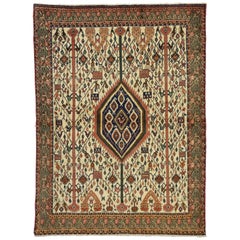 Vintage Persian Afshar Accent Rug with Tree of Life and Nomadic Tribal Style