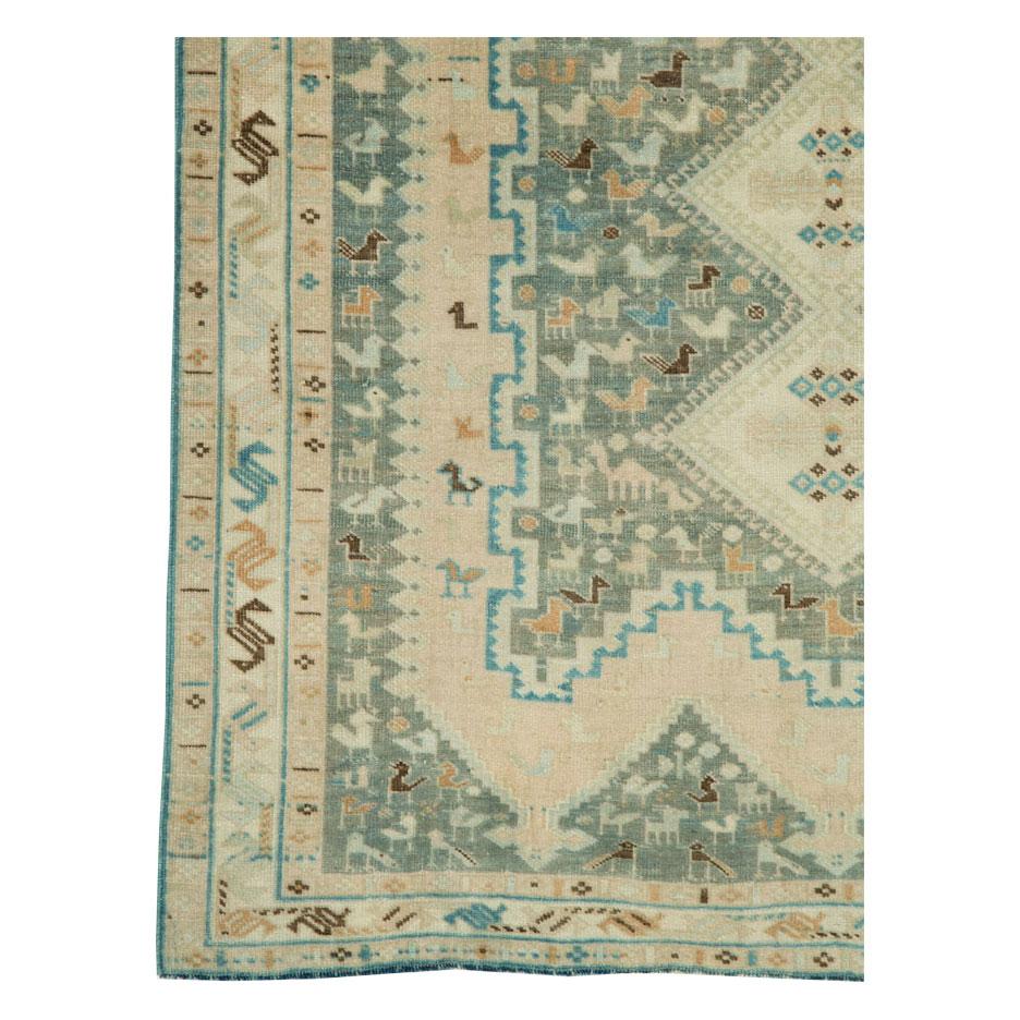 Midcentury Handmade Persian Tribal Accent Rug In Excellent Condition For Sale In New York, NY