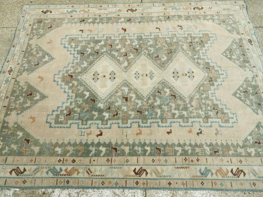 Midcentury Handmade Persian Tribal Accent Rug For Sale 2