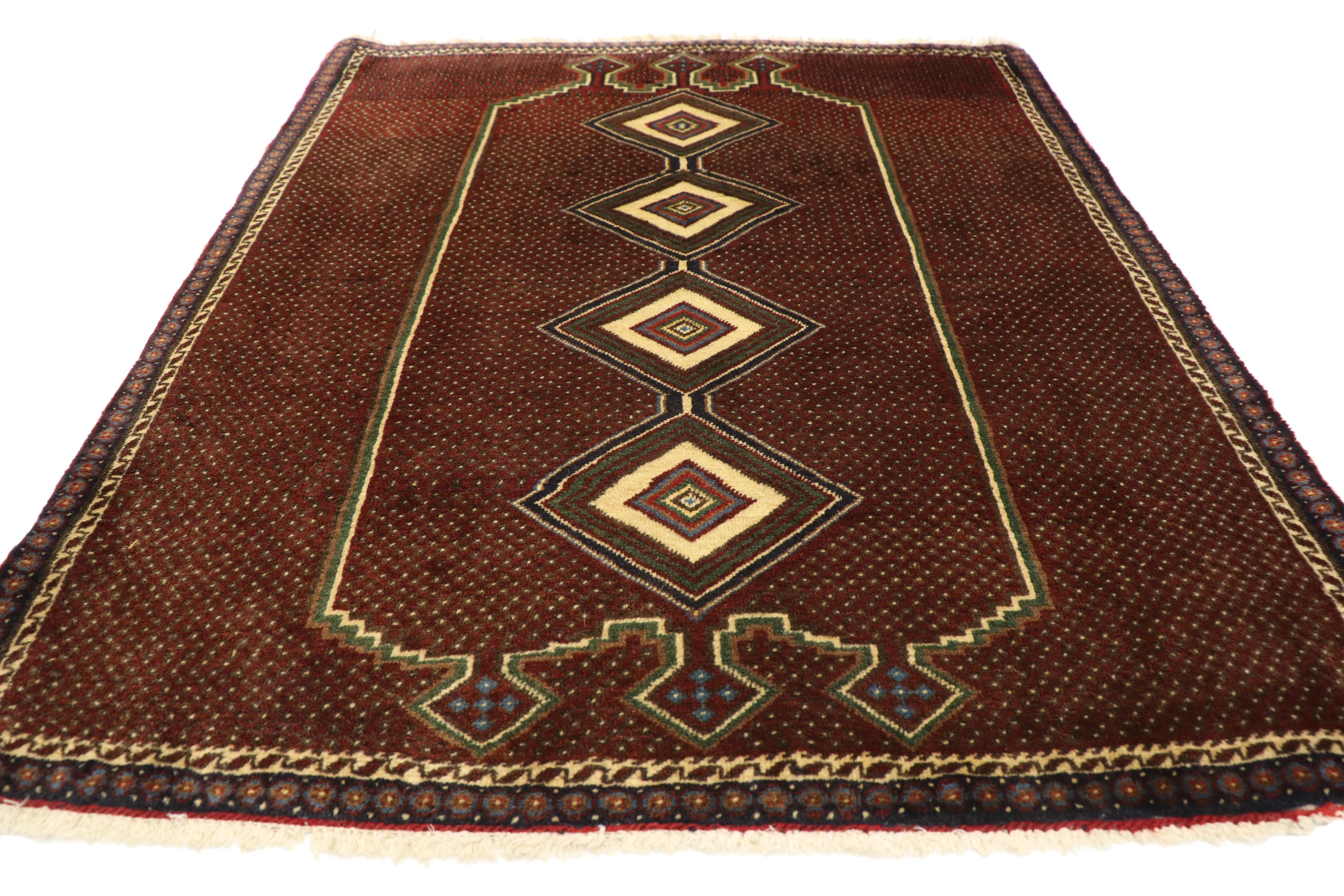 Hand-Knotted Vintage Persian Afshar Rug with Mid-Century Modern Style For Sale