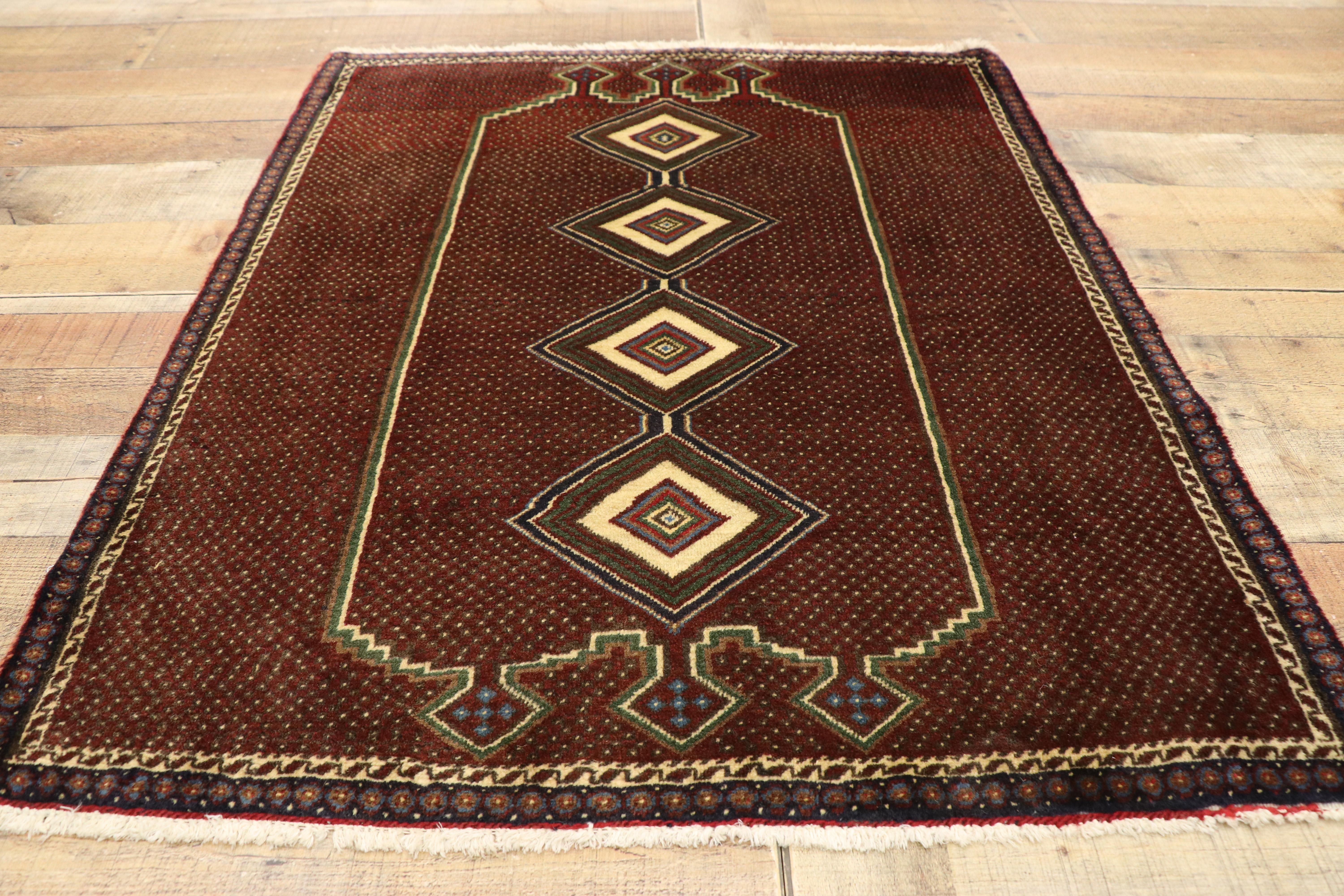 Wool Vintage Persian Afshar Rug with Mid-Century Modern Style For Sale