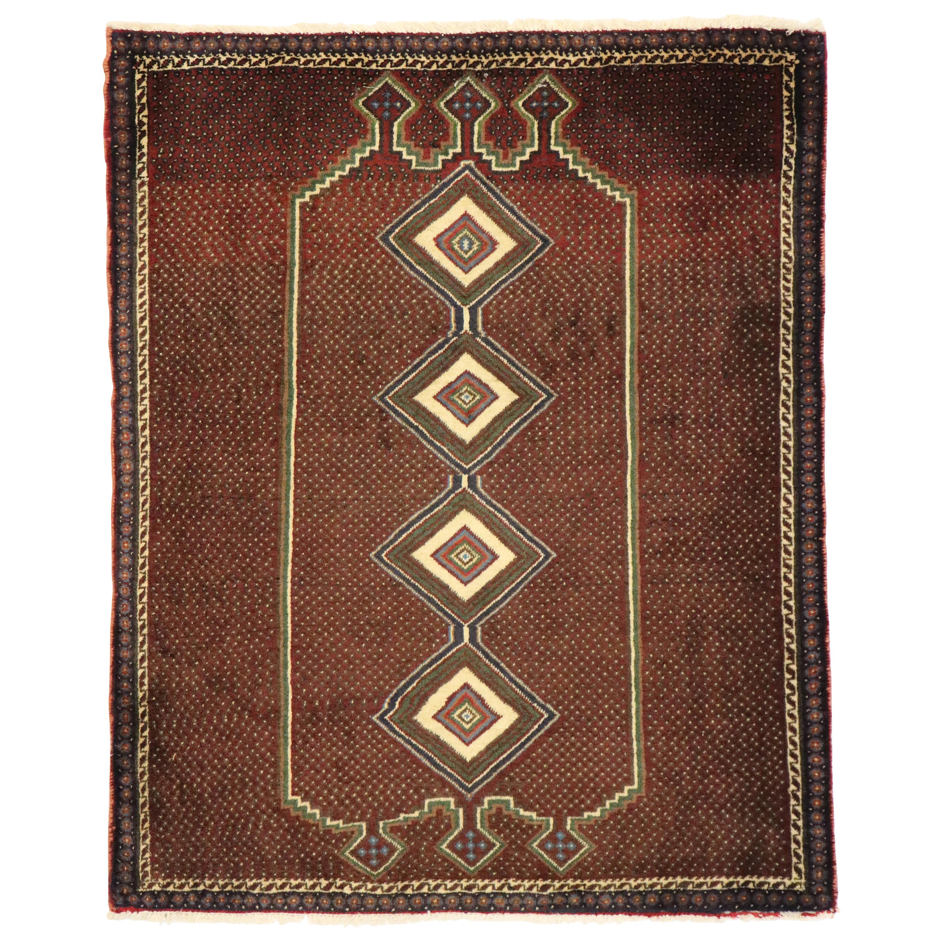 Tapis persan afshar vintage dans un style moderne du milieu du siècle dernier