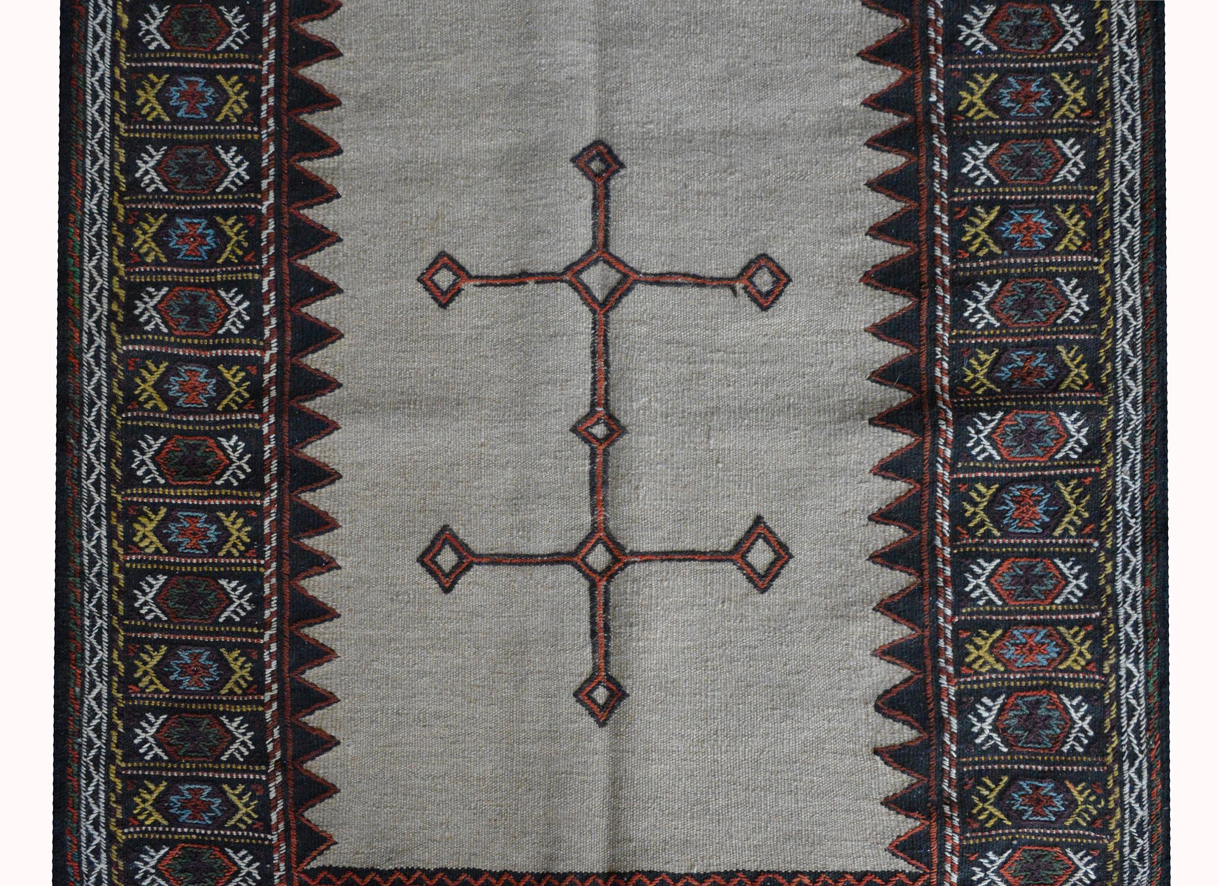 Persischer Afshar Sofreh-Teppich, Vintage (Stammeskunst) im Angebot