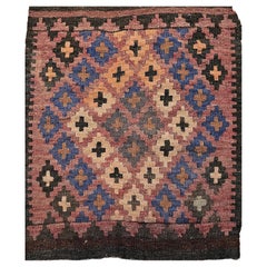 Vintage persiano Afshar Tribal Bagface in blu, giallo, marrone, avorio Tribal Wall