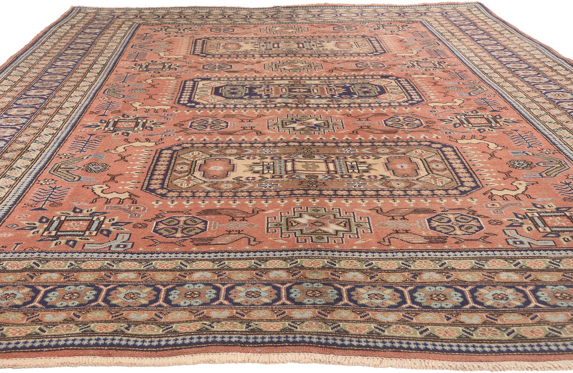 Tribal Vintage Persian Ardabil Rug, Cozy Nomad Meets Pacific Northwest Style For Sale