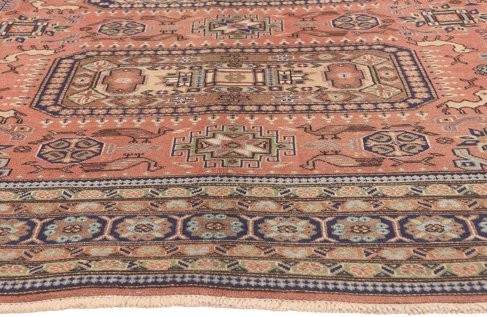 Hand-Knotted Vintage Persian Ardabil Rug, Cozy Nomad Meets Pacific Northwest Style For Sale