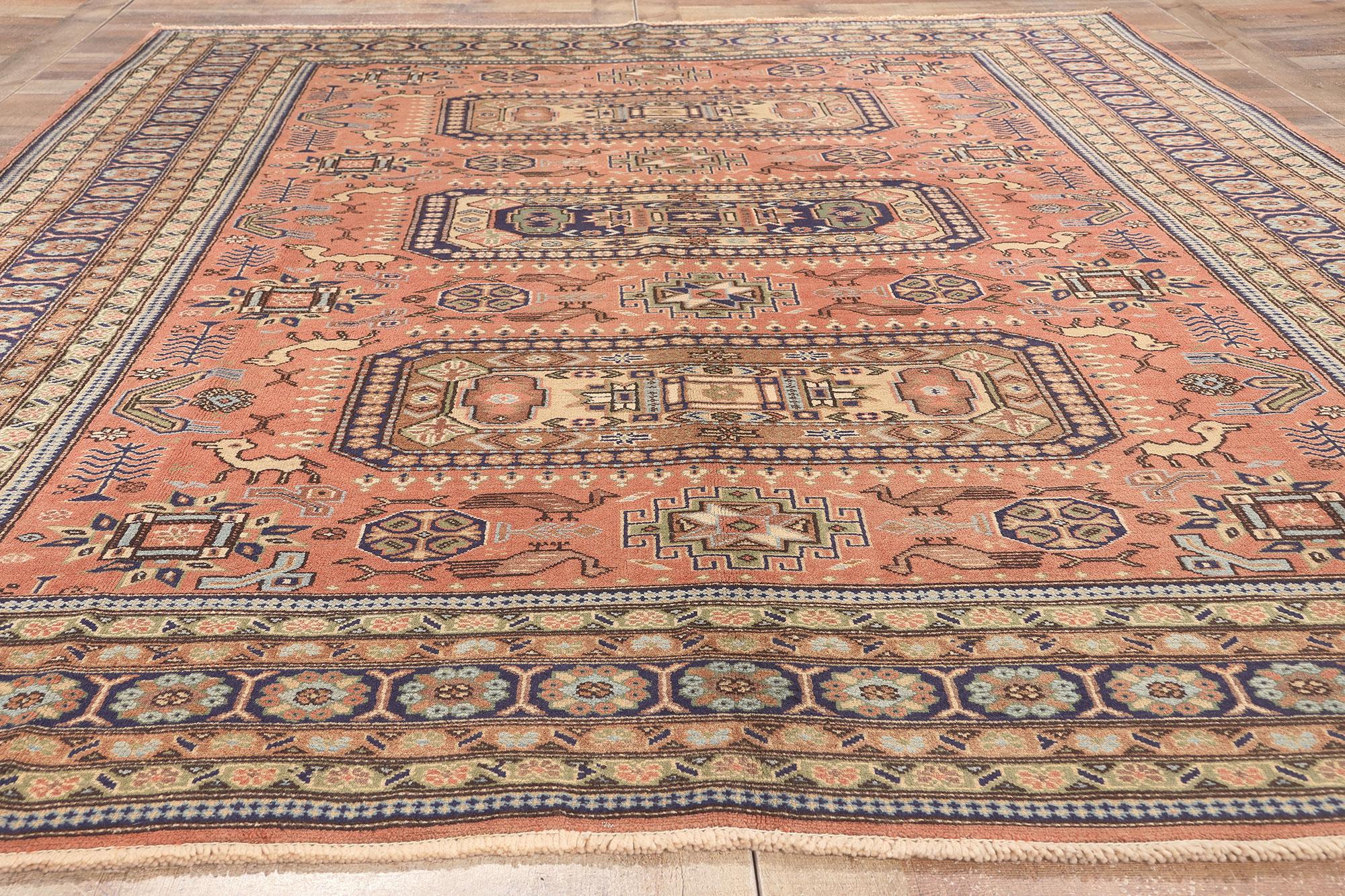 Vintage Persian Ardabil Rug, Cozy Nomad Meets Pacific Northwest Style For Sale 1