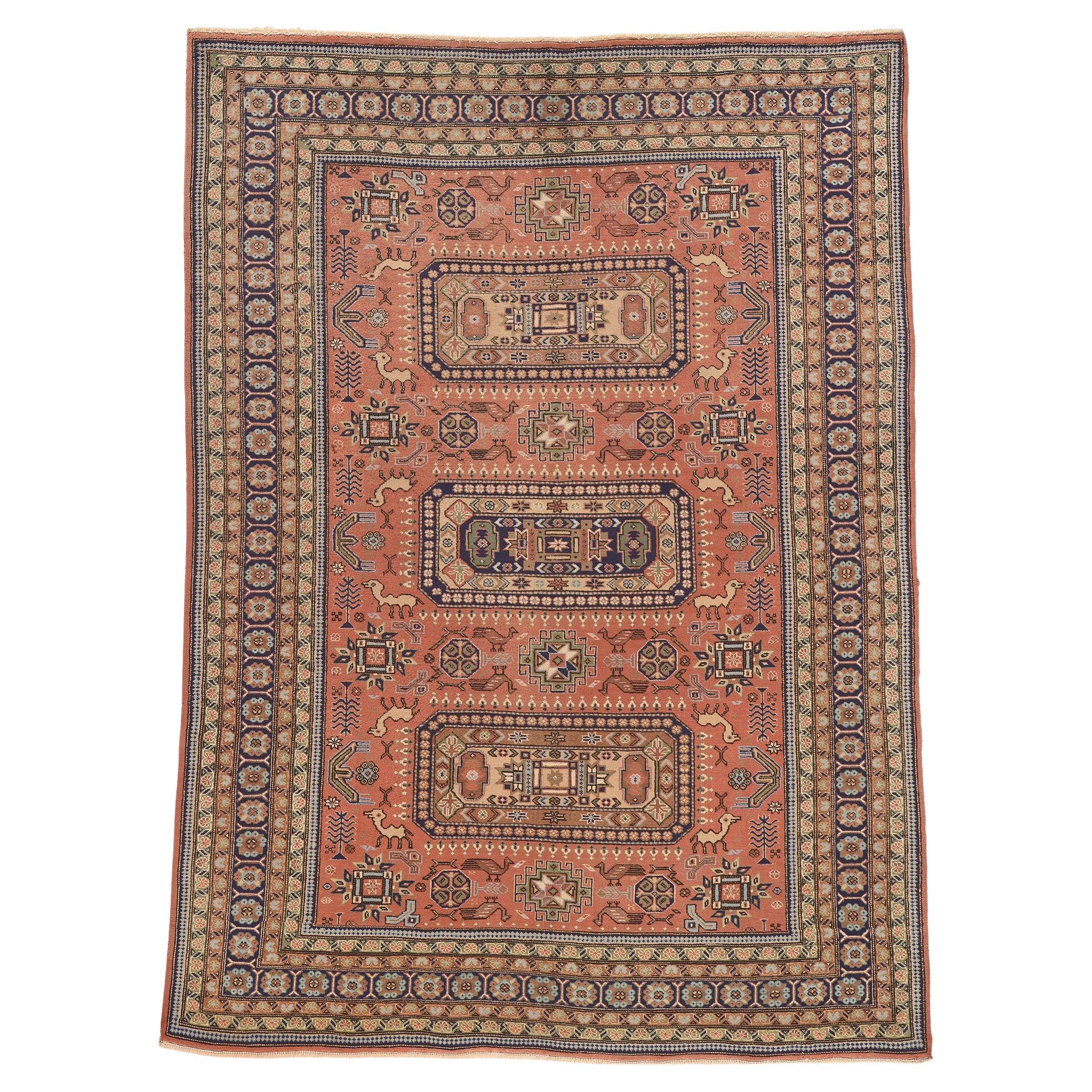 Vintage Persian Ardabil Rug, Cozy Nomad Meets Pacific Northwest Style For Sale