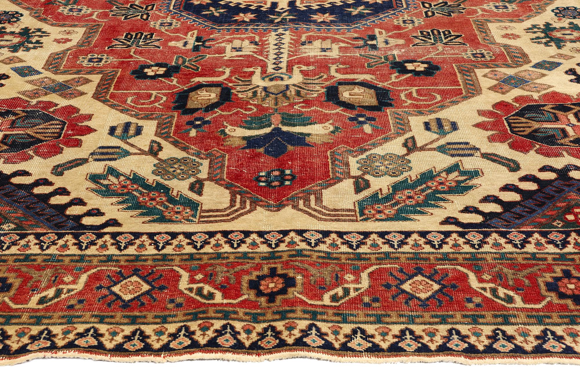 Hand-Knotted Vintage Persian Ardabil Rug For Sale
