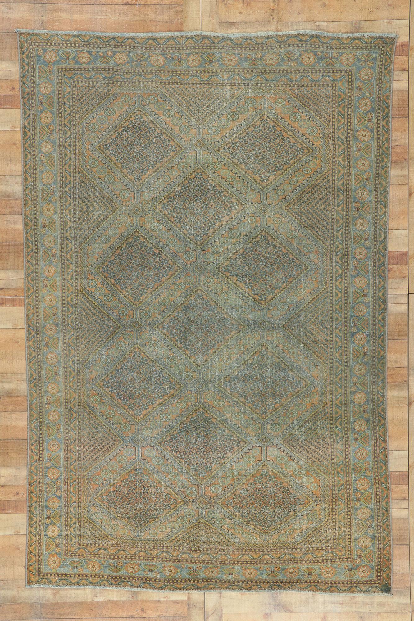 Vintage Persian Ardabil Rug In Distressed Condition For Sale In Dallas, TX