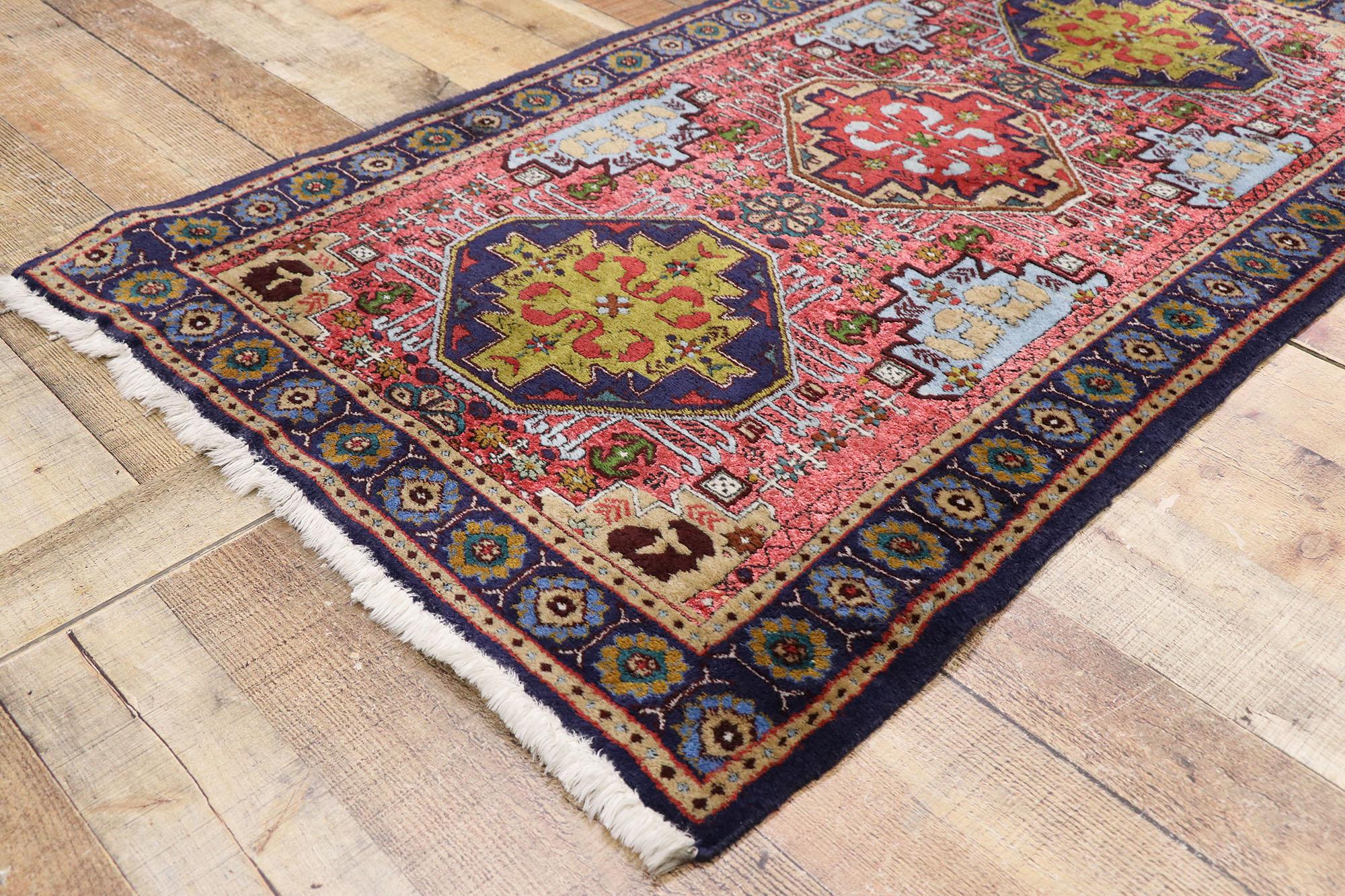 Vintage Persian Ardabil Rug with Boho Chic Tribal Style In Good Condition For Sale In Dallas, TX