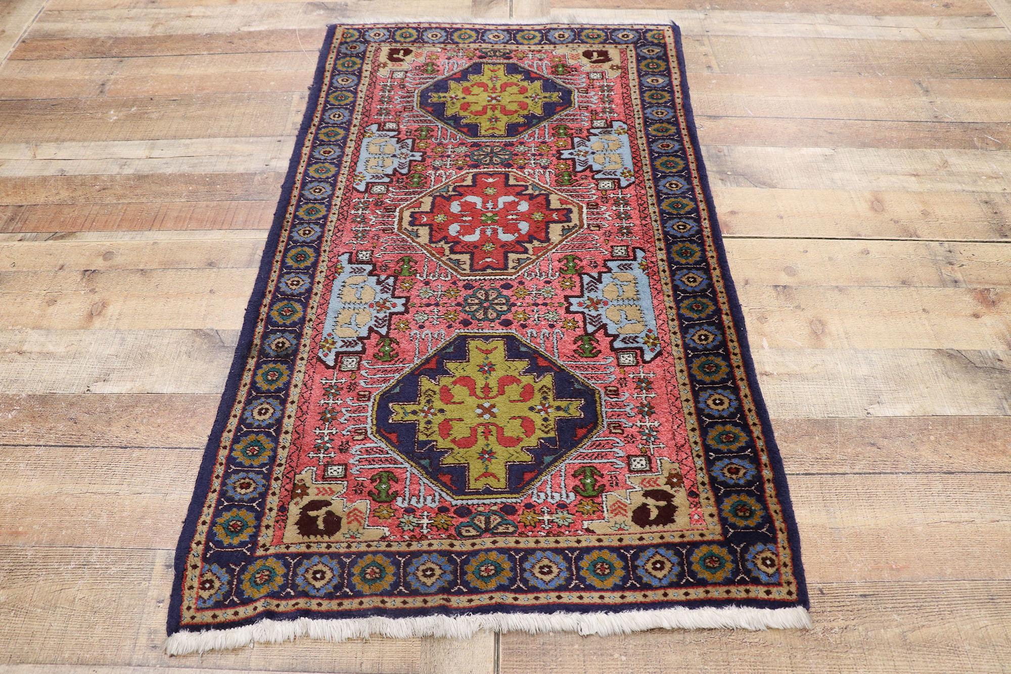20th Century Vintage Persian Ardabil Rug with Boho Chic Tribal Style For Sale