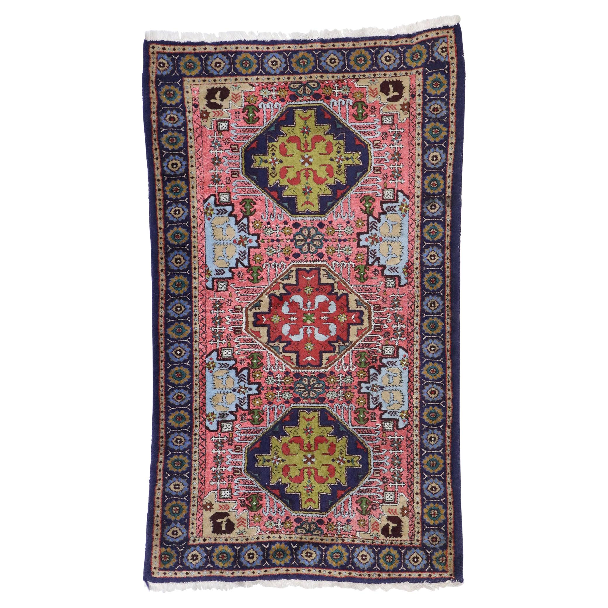 Vintage Persian Ardabil Rug with Boho Chic Tribal Style For Sale