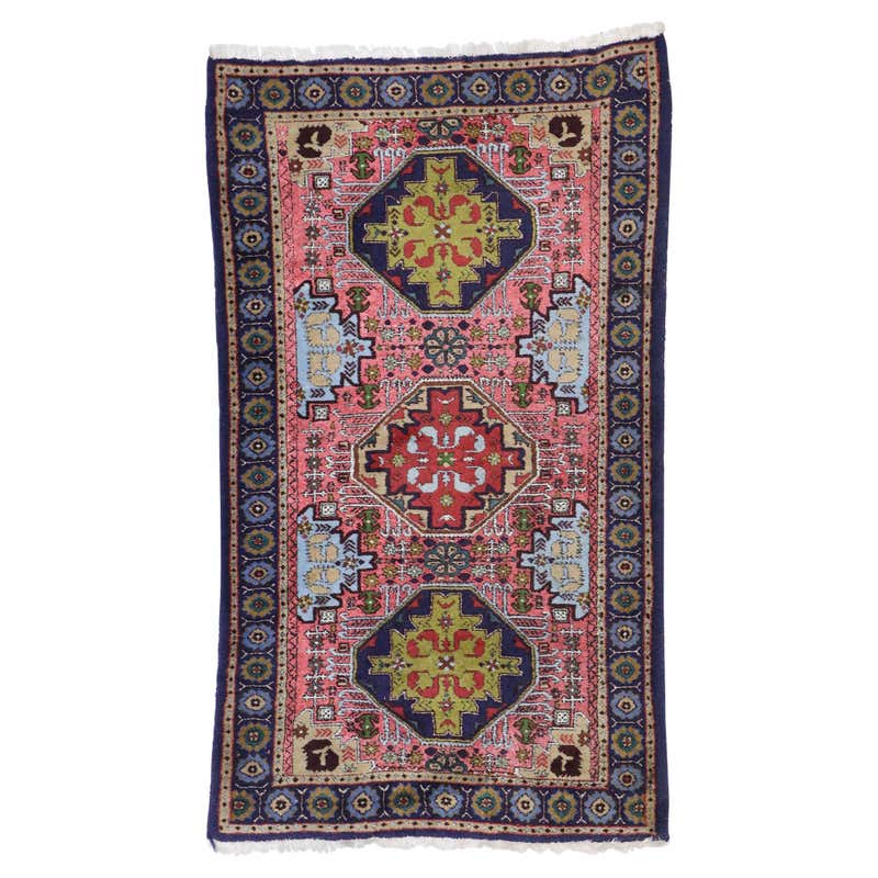 Persian Hand Knotted Blue Tribal Ardabil Rug, circa 1960 For Sale at ...