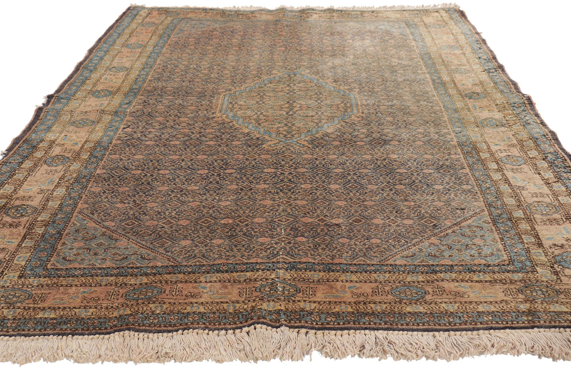 American Colonial Vintage Persian Ardabil Rug with Herati Design For Sale