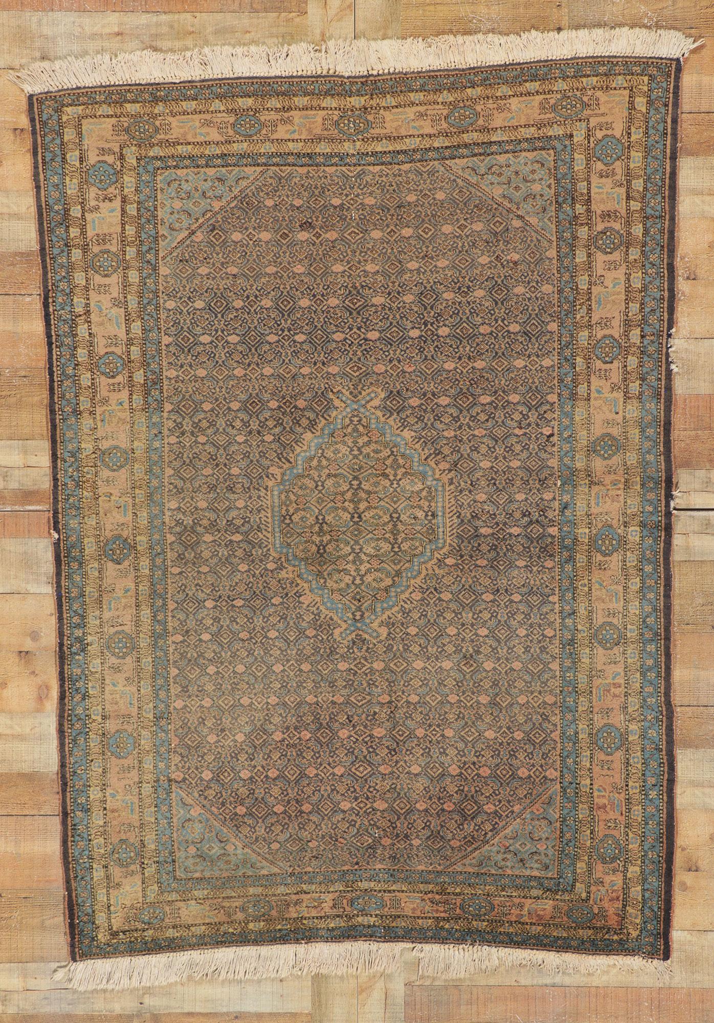 Wool Vintage Persian Ardabil Rug with Herati Design For Sale