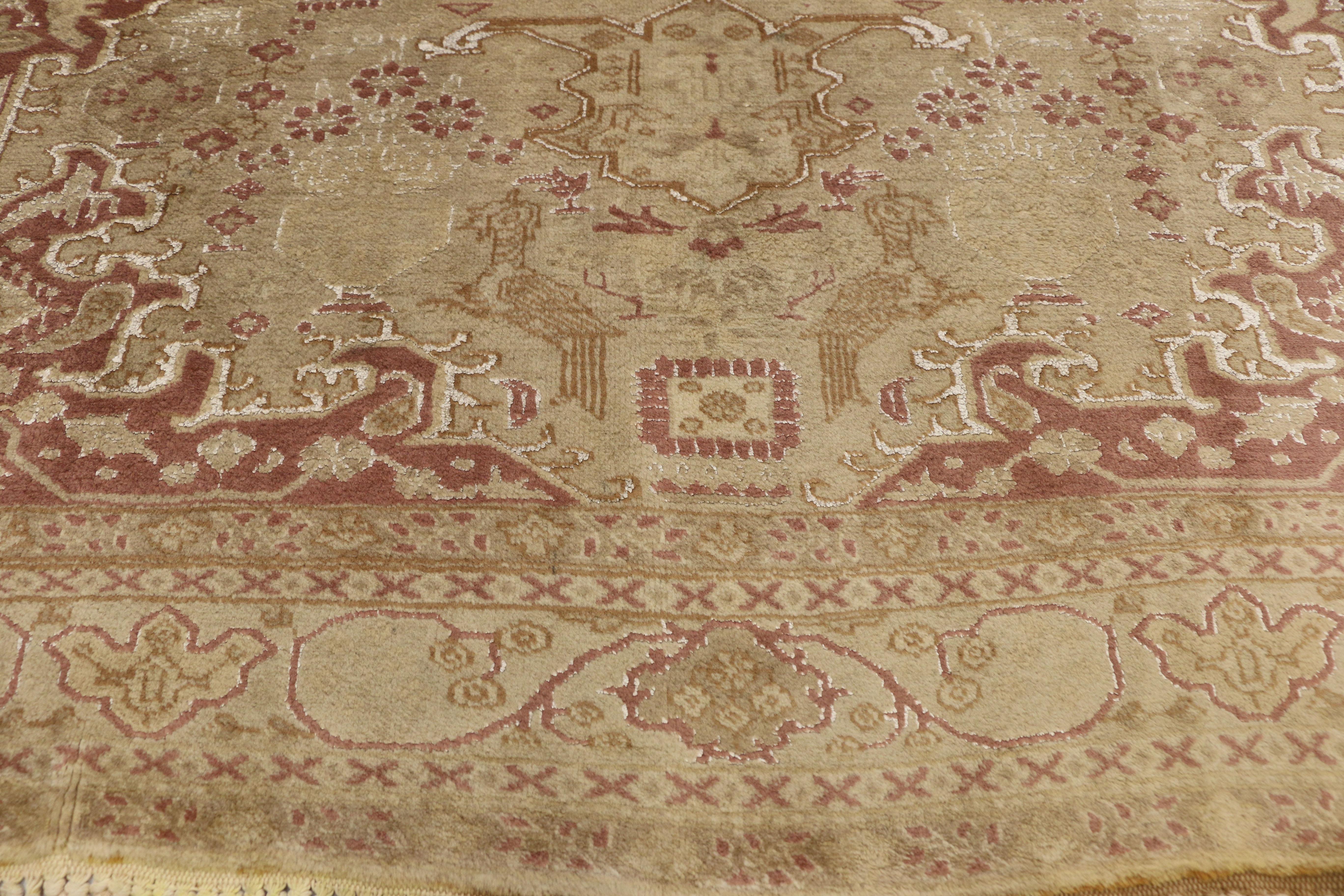 Vintage Persian Ardabil Rug with Rustic Artisan Shabby Chic Style In Good Condition For Sale In Dallas, TX