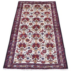 Vintage Persian Ardabil with Birds Pure Wool Hand Knotted Oriental Rug